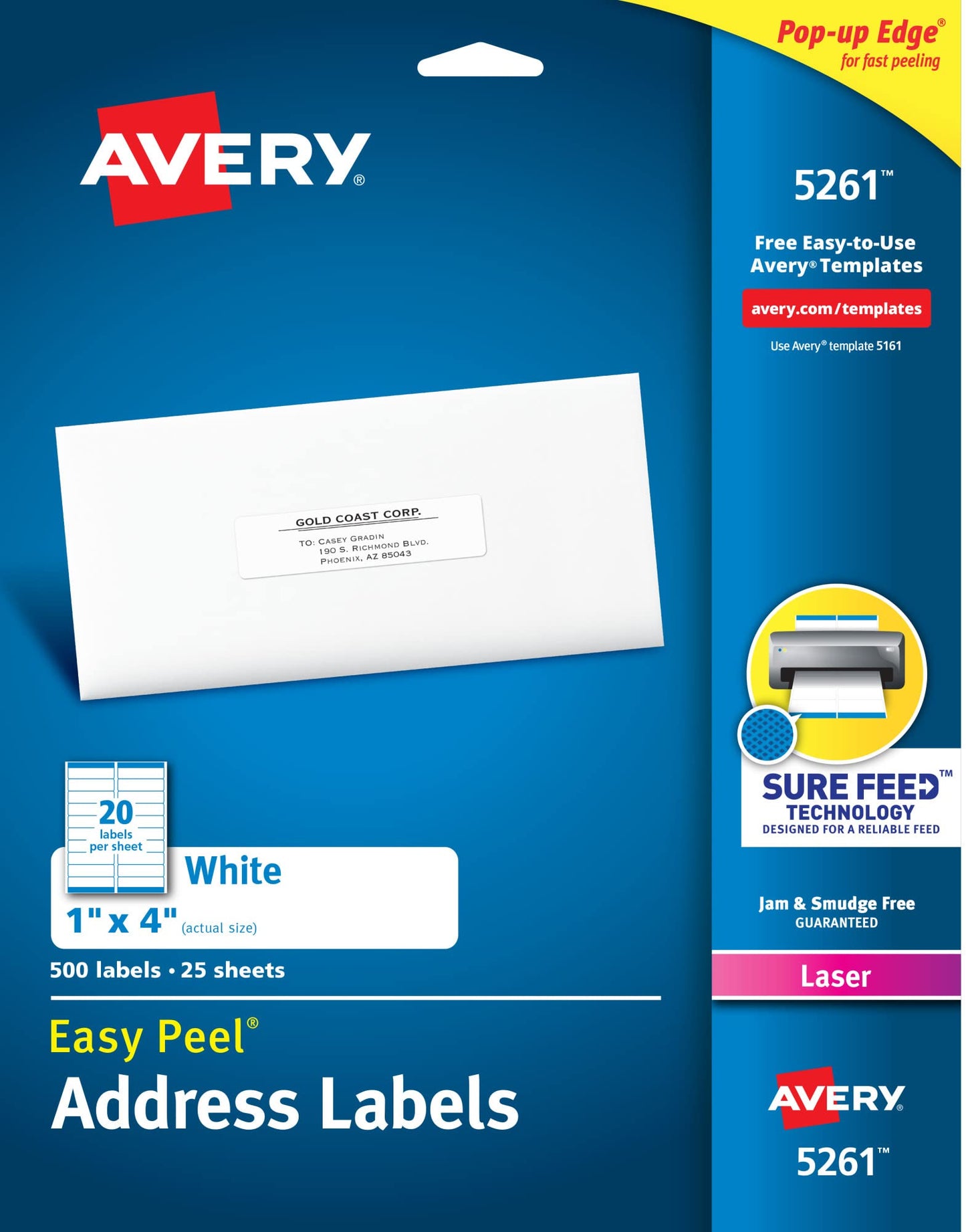 White Easy Peel Address Labels with Sure Feed, Laser,