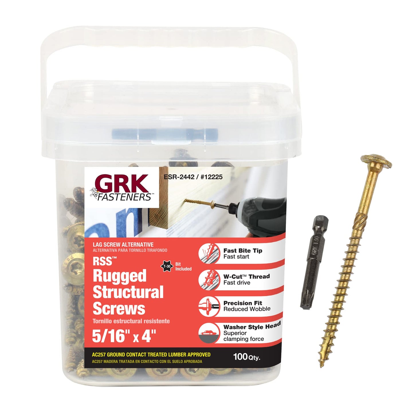 GRK RSS5164HP RSS HandyPak 5/16 by 4-Inch Structural Screws, 100 Screws per Package
