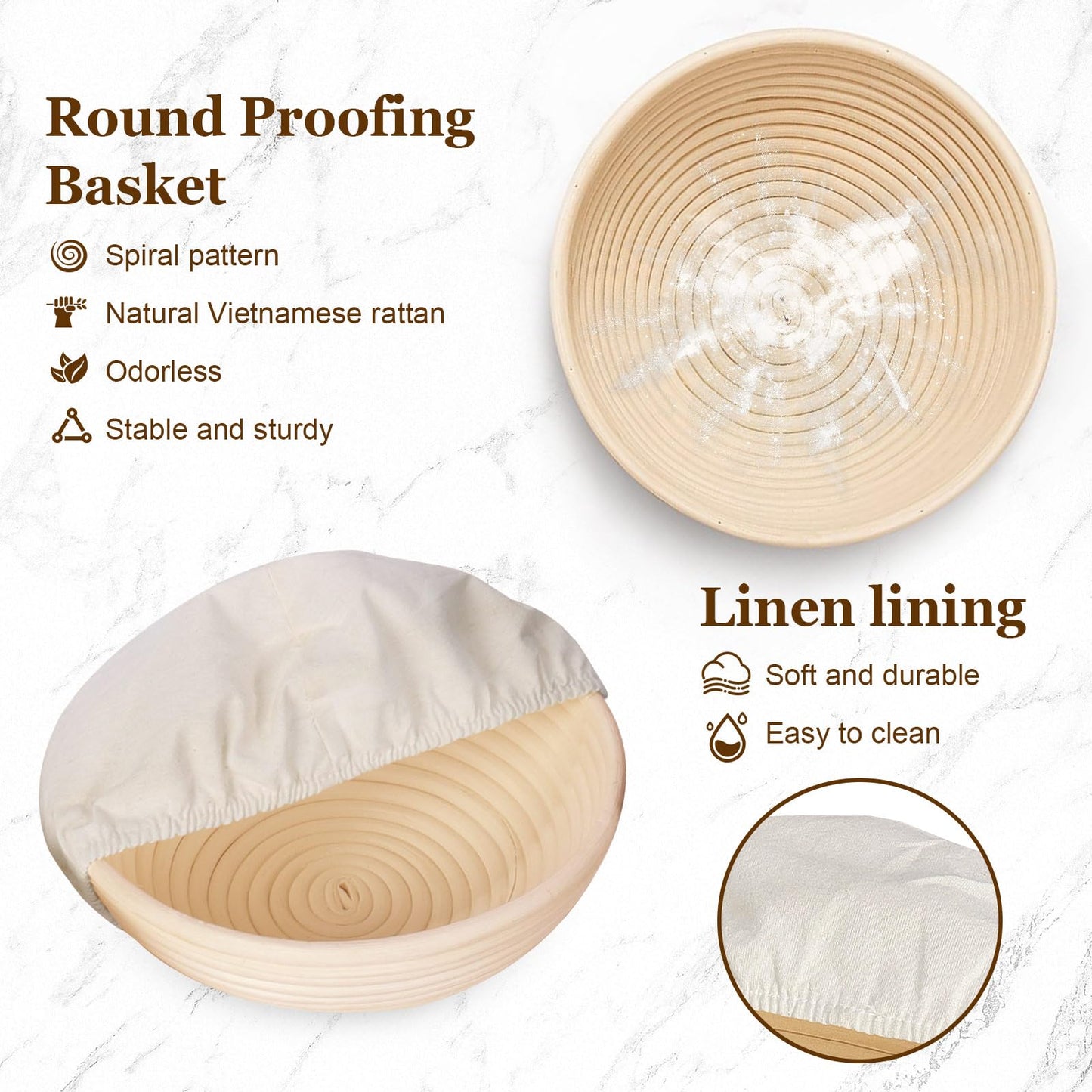 SHANNA Sourdough Starter Kit, Banneton Proofing Basket, 9pcs Sourdough Bread Starter Kit, sourdough tools with Sourdough Jar, Dough Whisk, Bread Lame, Scraper, Sling