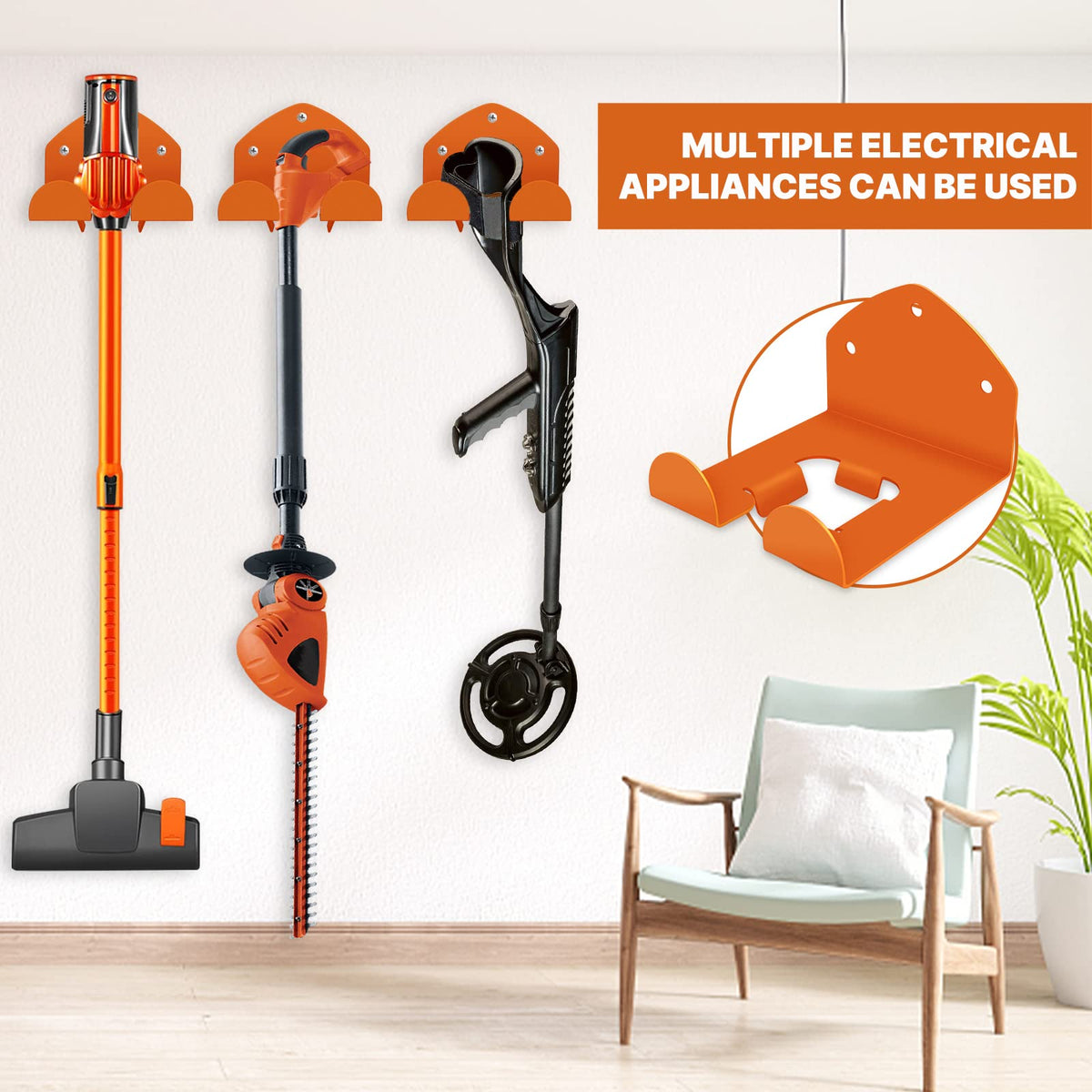 FLEXI RODS Garage Storage Garage Organizer Trimmer Rack Garden Power Tool Hanger for Grass Trimmer, Hedge Trimmer, Garage Wall, Garage Trimmer, Garden Tools, 2 Pack