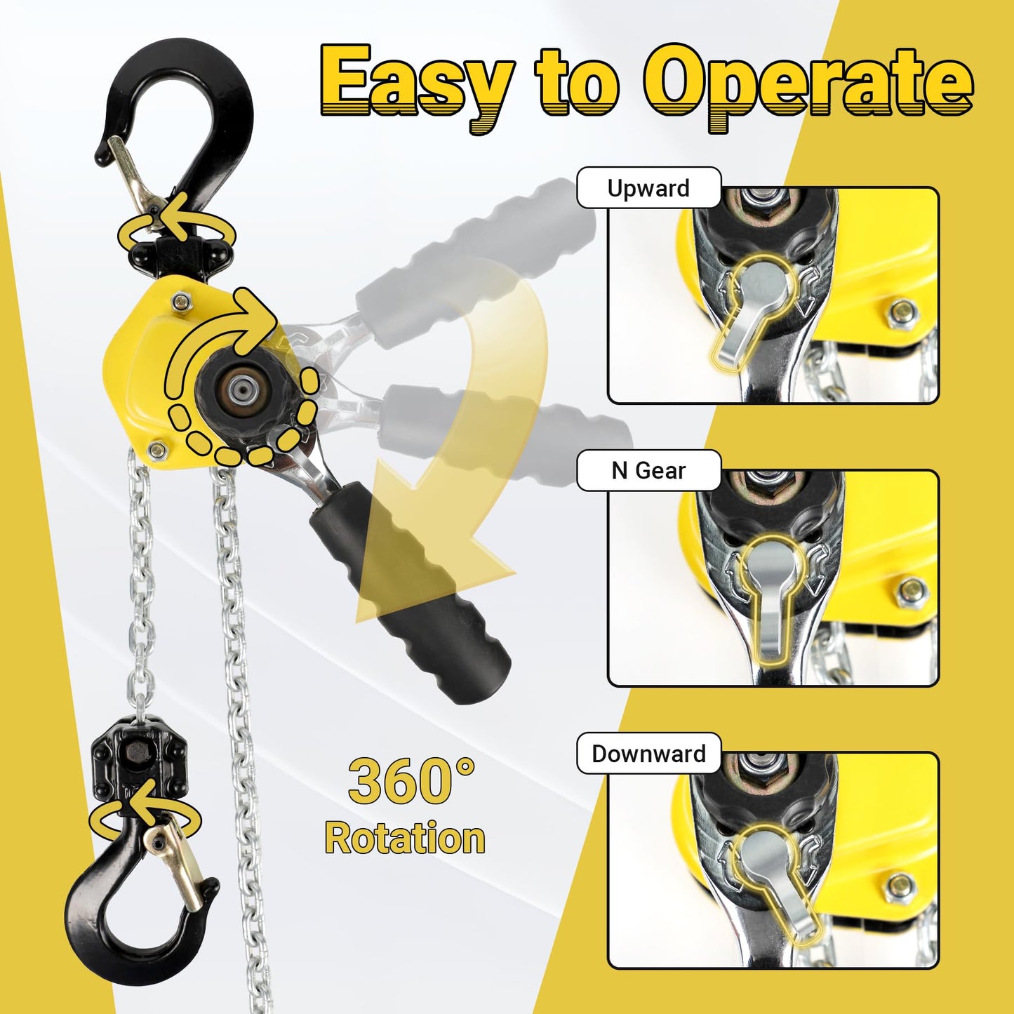 Toriexon 550LBS Manual Lever Chain Hoist Mini Puller 1/4 Ton Capacity Portable Chain Come Along 5 Feet Lift G80 Chain Ratchet Lever Hoist with Hook