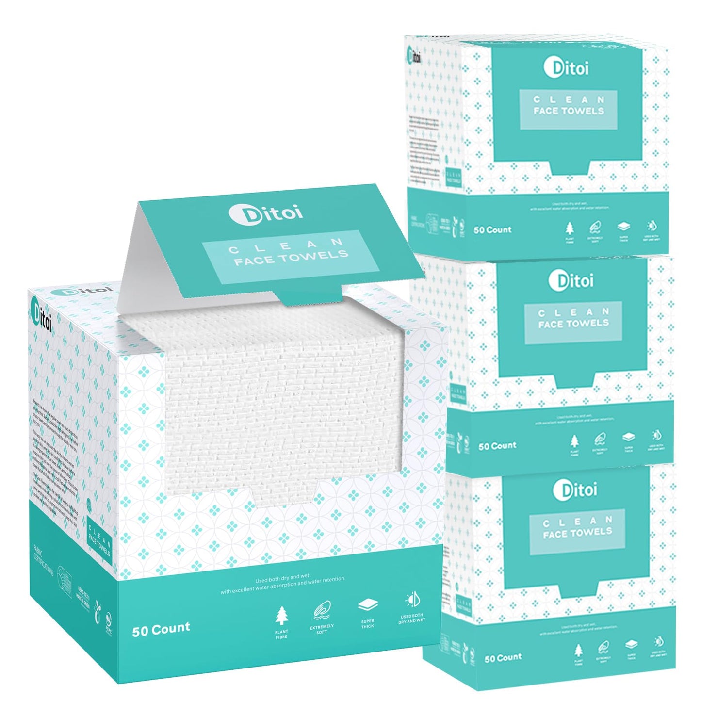 Ditoi Disposable Face Towels, XXL Face Cloths,Thick Makeup Remover Facial Tissue, Soft Face Dry Wipes for Sensitive Skin,Oil Skin, Skincare Cleansing 200 Count