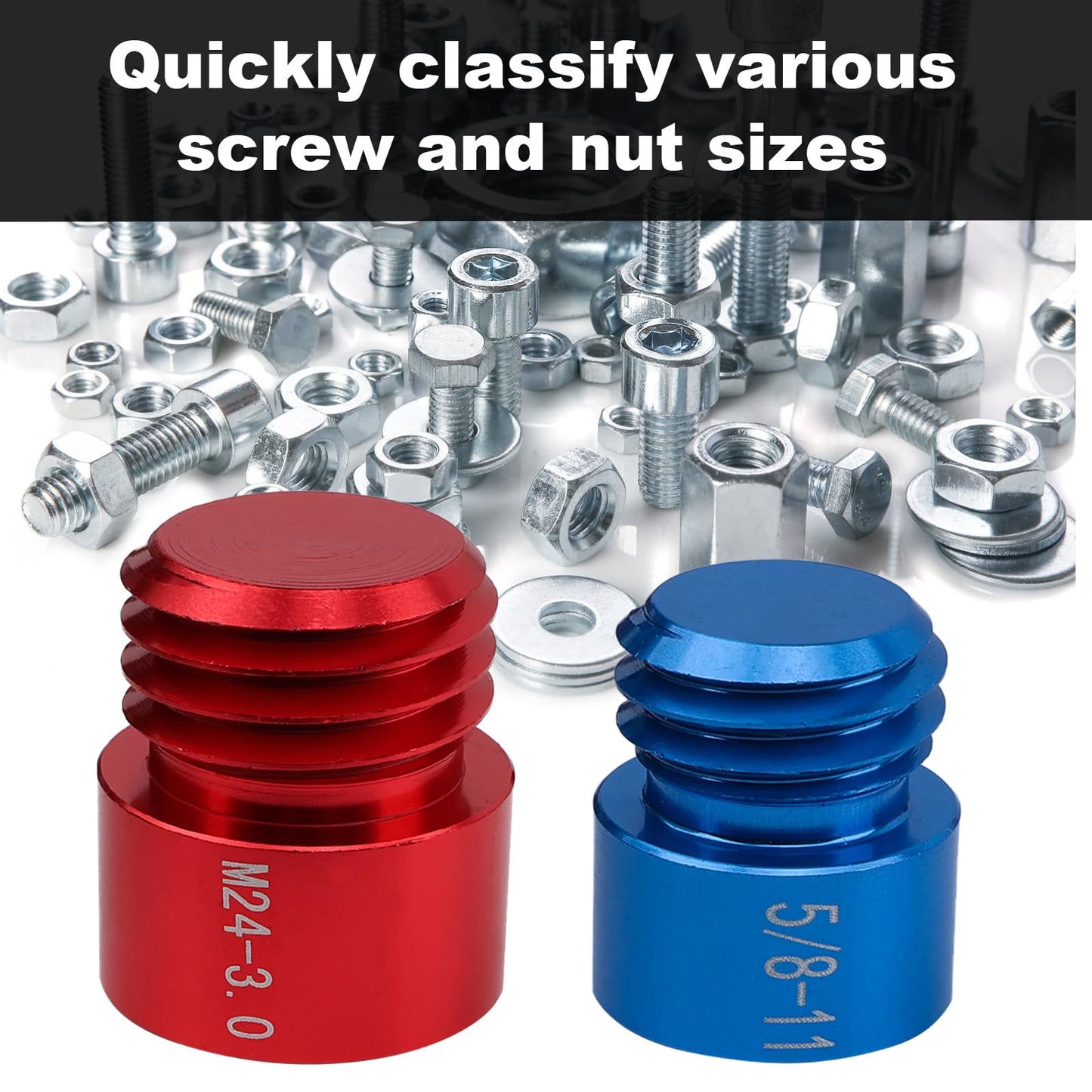 44pcs Nut and Bolt Thread Checker, Thread Gauge for Tricky Areas, 23 Inch & 21 Metric Sizes, Suitable for Inspecting Fixed Bolts or Threaded Holes, Bolt and Nut Identifier Gauge Tool Box