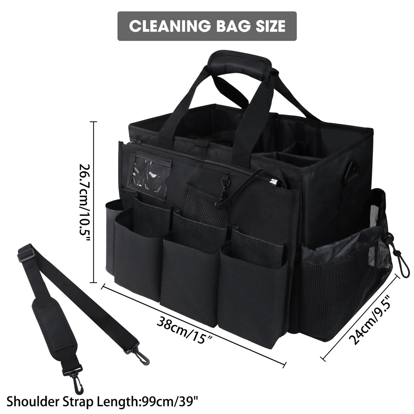 ZKOO Wearable Cleaning Caddy Organizer, Large Capacity, Black, 5 Compartments, Adjustable, Unisex, Cleaning Supplies & Hardware Tools