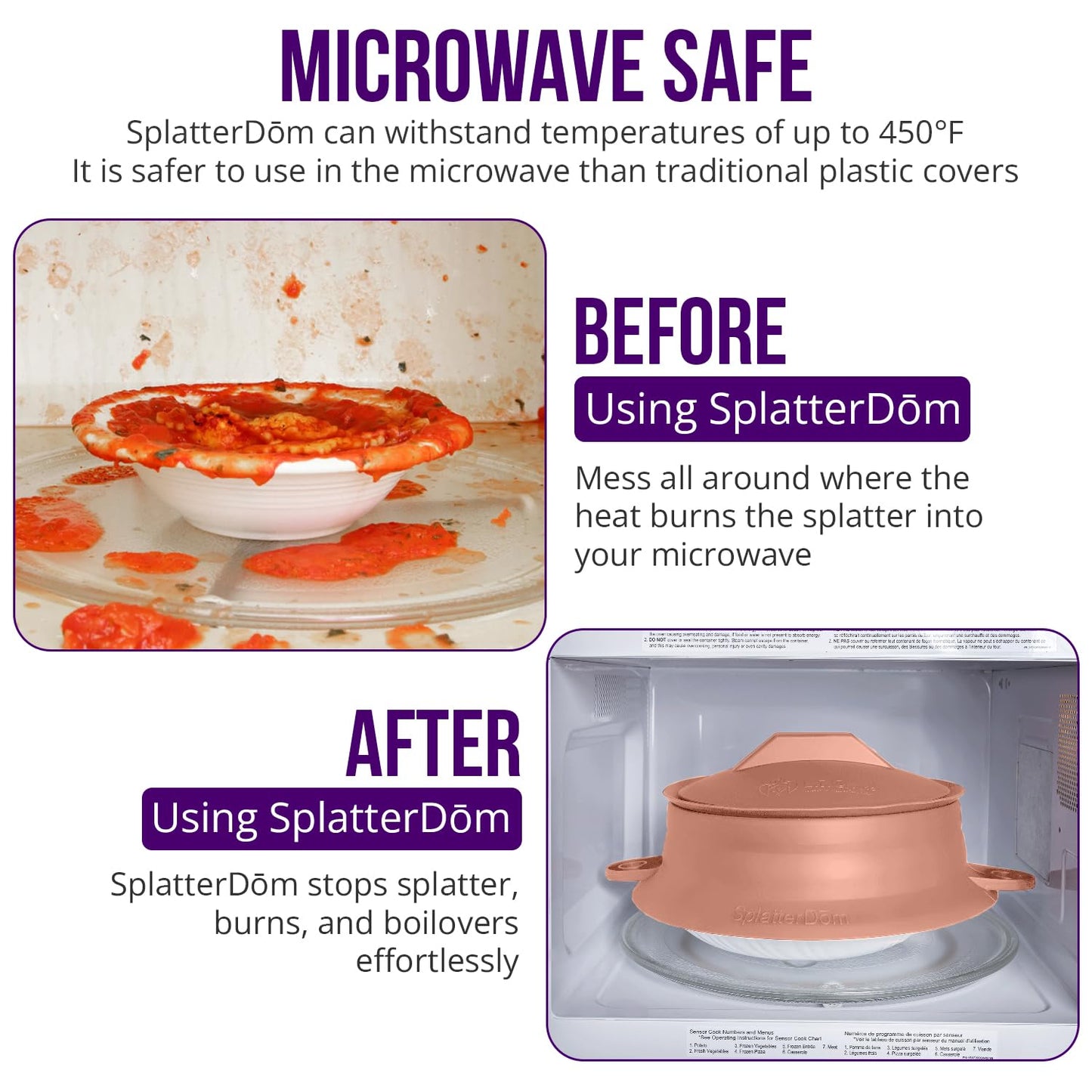 L.I.Q Silicone Splatter Guard – Fits 10 and 12 Inch Pots (25 and 30 Centimeters) – Microwave Safe and Durable SplatterDom - Includes 10” Lid - Food and Oil Splash Guard (Terra Cotta, Large)
