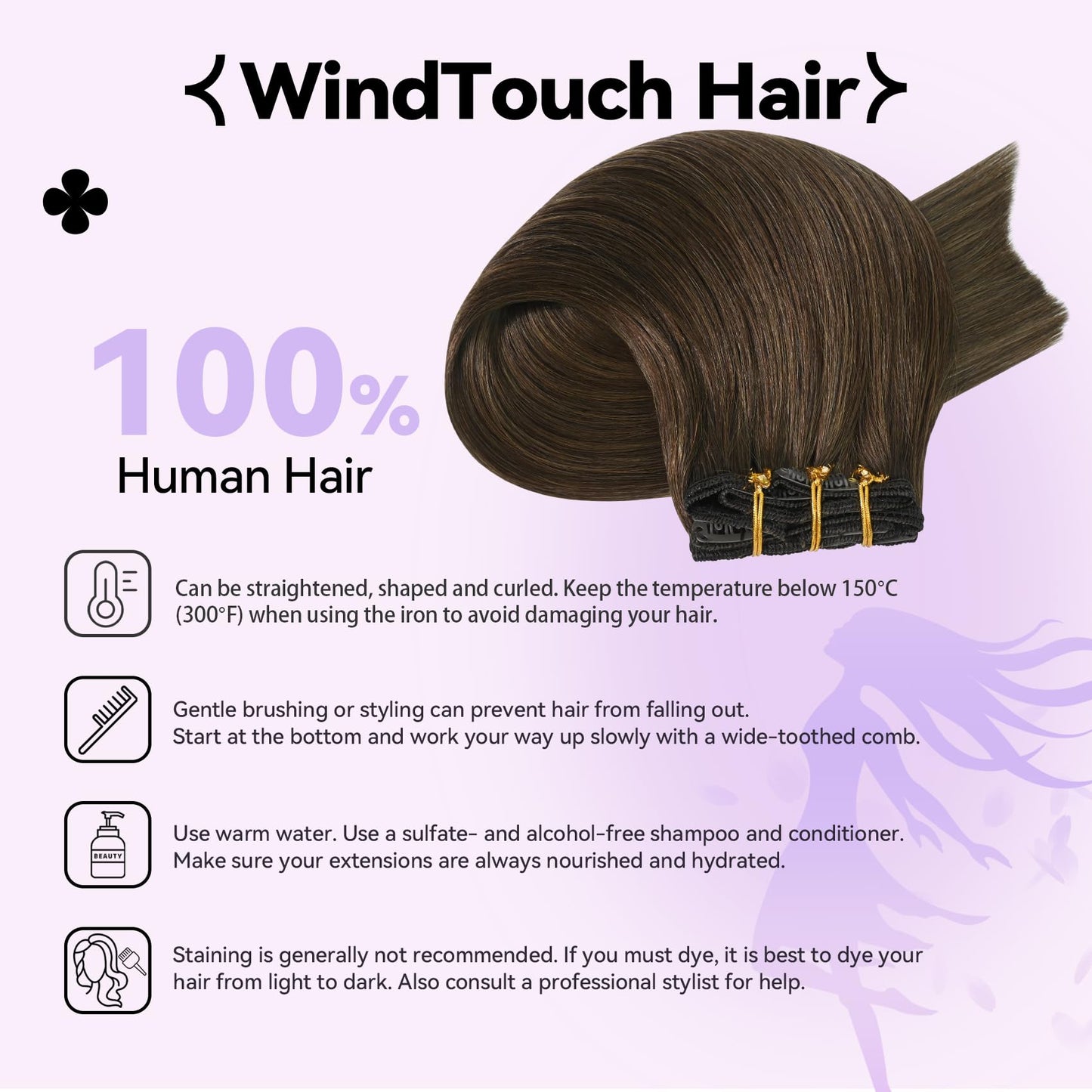 WindTouch Clip in hair Extensions for Women Real Human Hair, Medium Brown Hair Extensions 18 Inch 70g #4, Brown Remy Human Hair Extensions Clip ins for Women, Soft Natural Straight