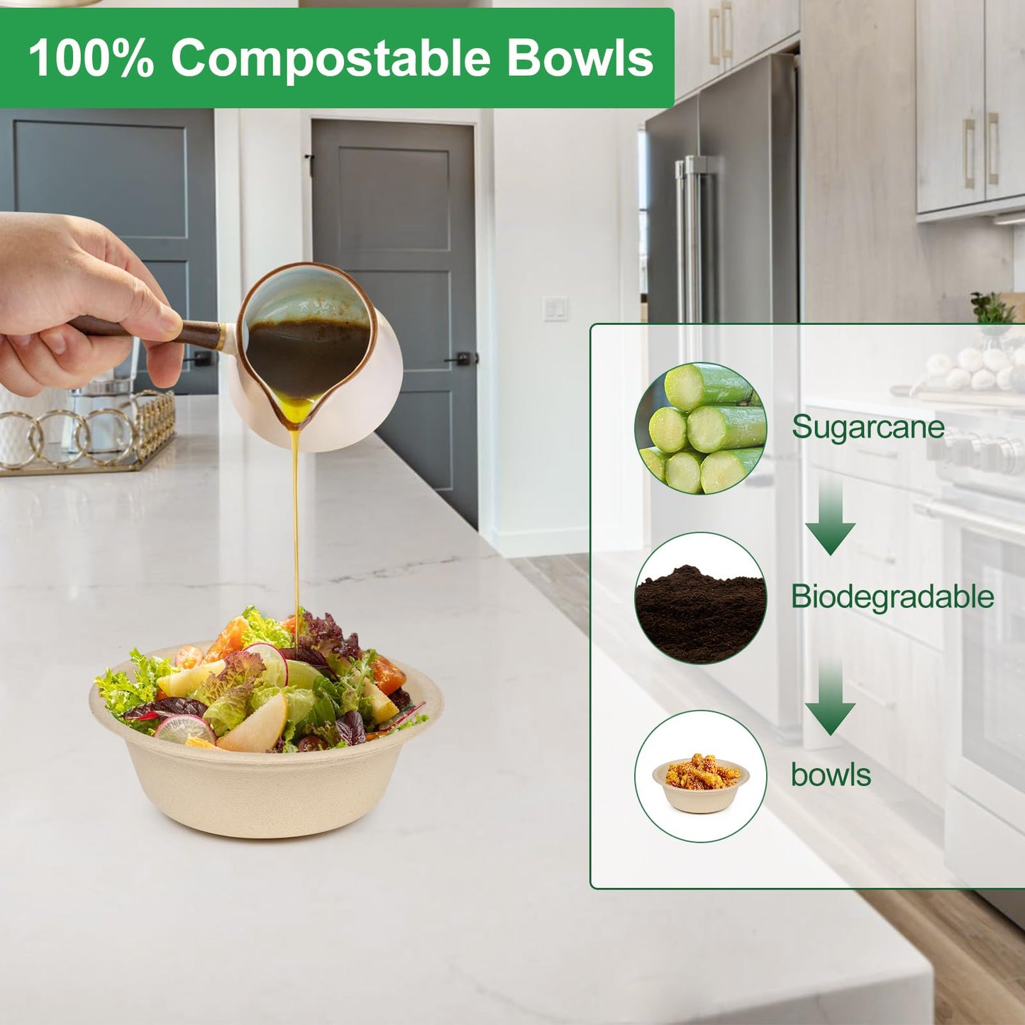 Bionutrio 10oz Paper Bowls, 200 Pack Bowls Disposable Heavy Duty
