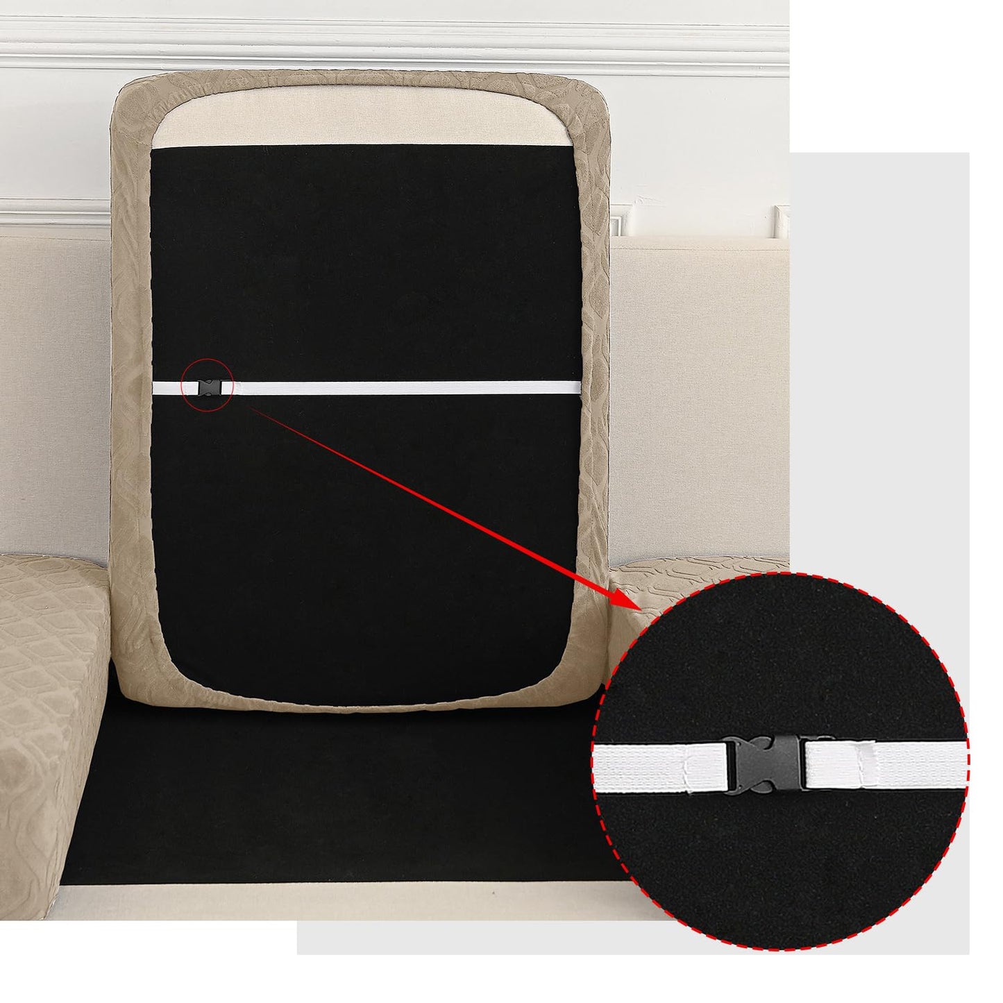 Outdoor Patio Furniture Cover Waterproof Couch Cushion Cover Stretch Jacquard Patio Chair Sofa Cover Individual Cushion Couch Slipcover Furniture Protector (6PCS, Khaki)