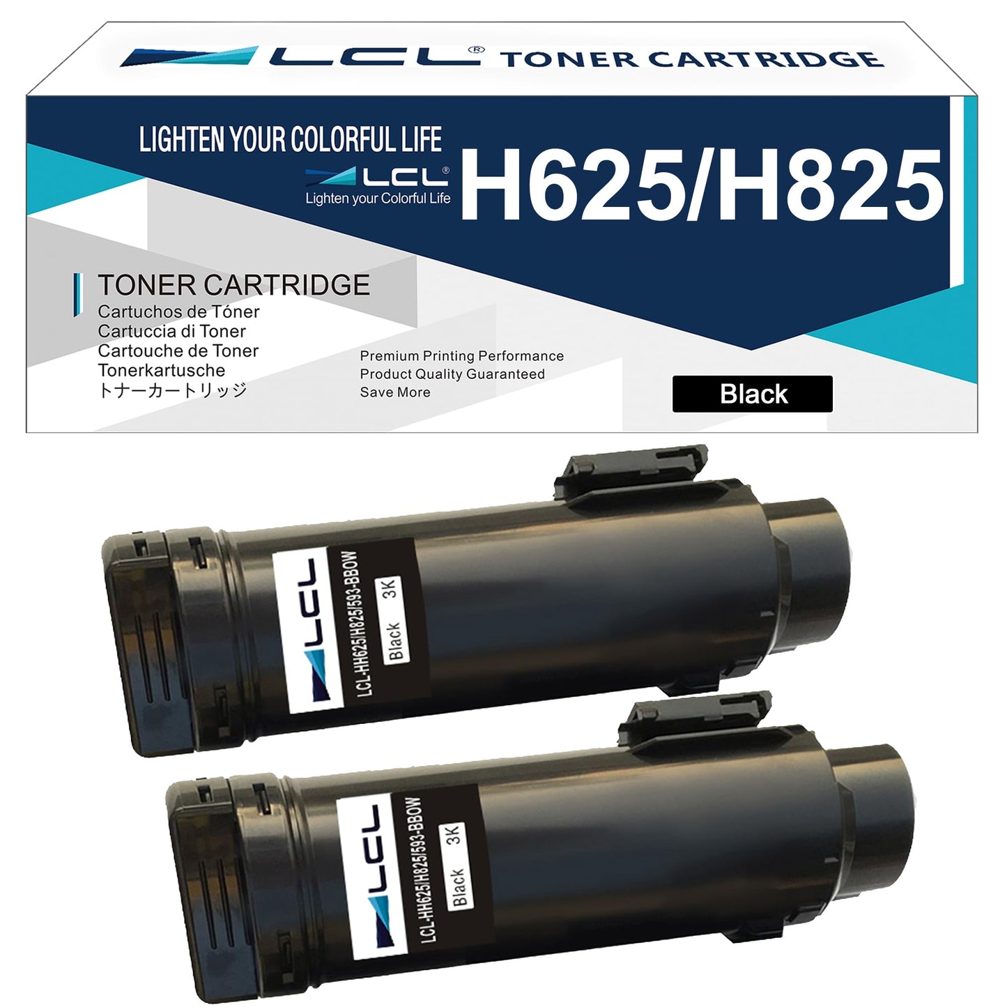 LCL Compatible Toner Cartridge for Dell H625 H825 S2825 H625cdw H825cdw S2825cdn 593-BBOW (2-Pack Black) for H625cdw H825cdw S2825cdn 593-BBOW Dell H625cdw H825cdw S2825cdn S2825