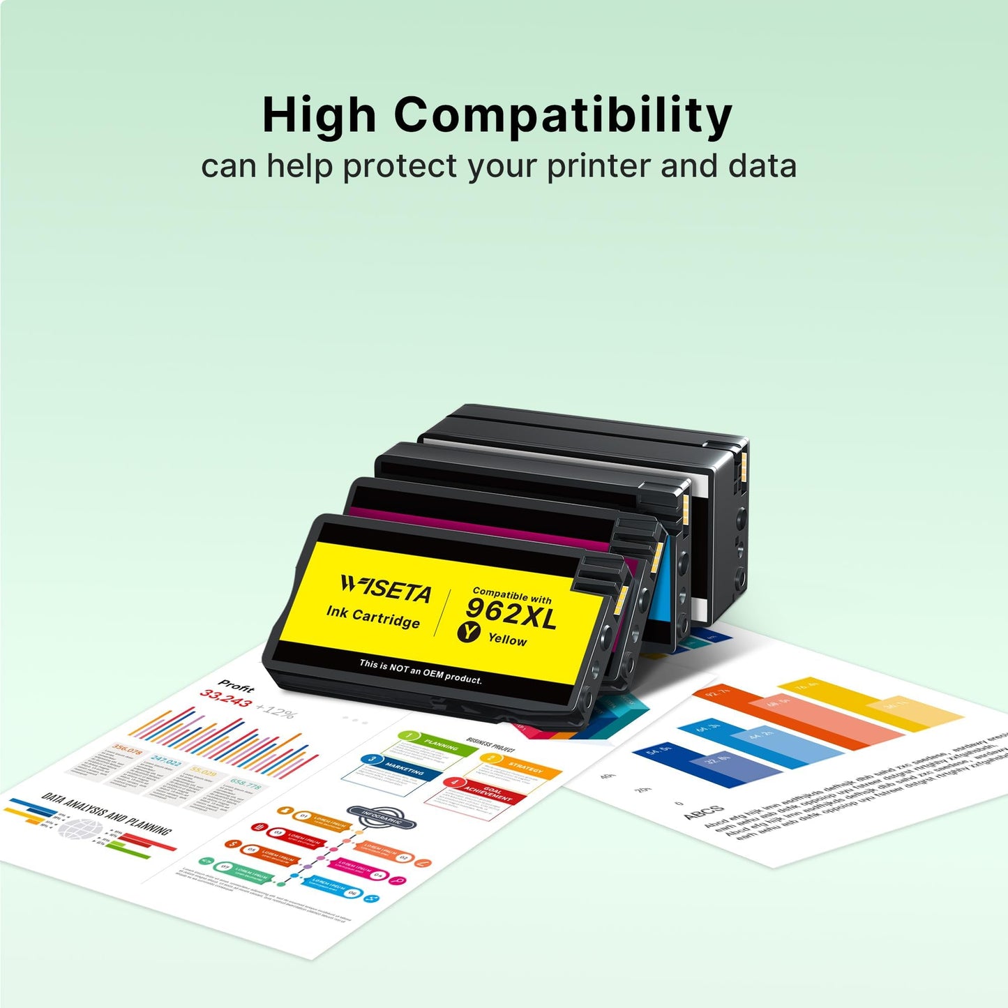 【Latest Chip】 962XL Ink Replacement for HP Printers (4 Pack, Black/Cyan/Yellow/Magenta) Compatible for HP 962 Ink Cartridges Combo Pack Work for Officejet Pro 9015 9010 9018 9020 9022 9025 Printer