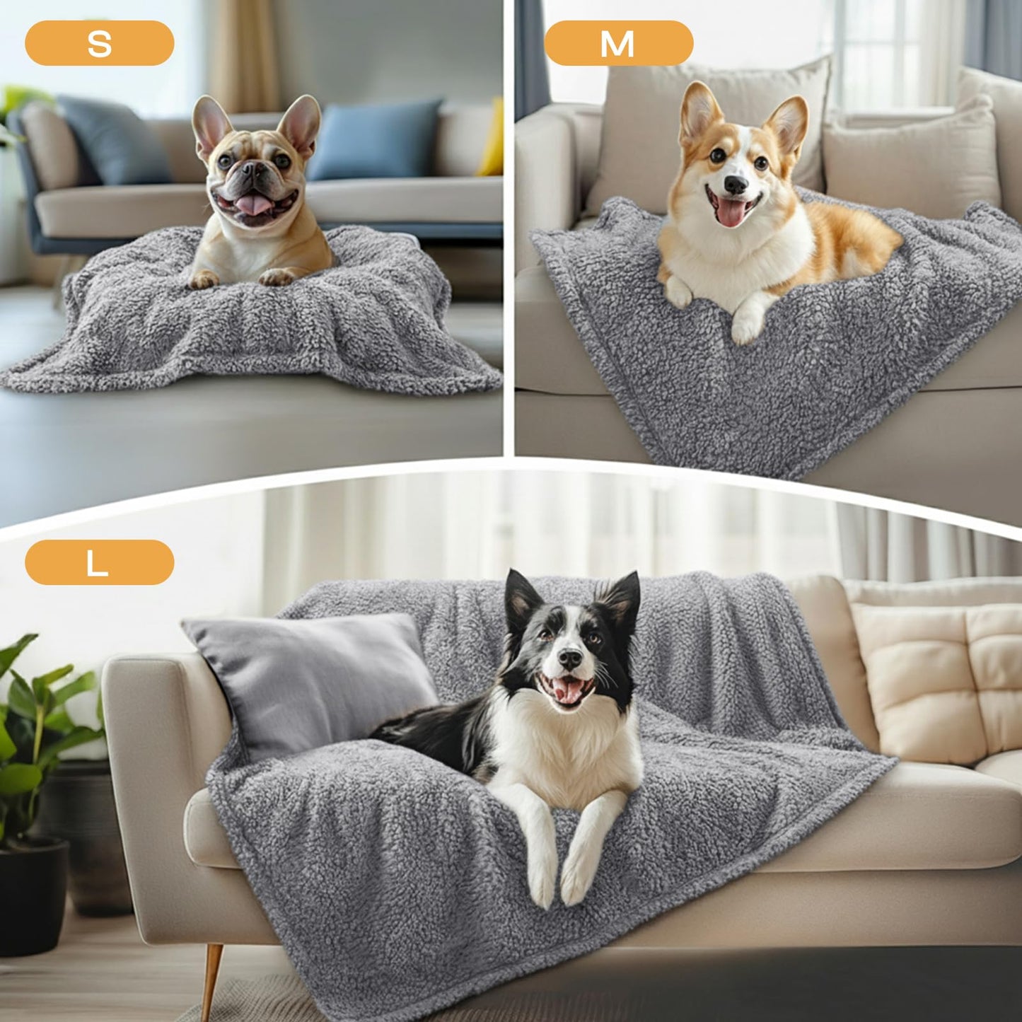 Luciphia 1 Pack 3 Blankets Fluffy Premium Fleece Pet Blanket Soft Sherpa Throw for Dog Puppy Cat Grey Large(41 * 31")