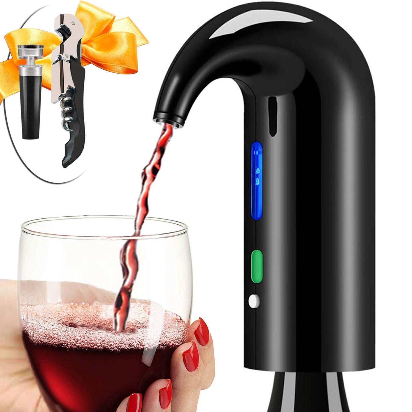 Wine Aerator Electric Wine Decanter Best Sellers One Touch Red -White Wine Accessories Aeration Work with Wine Opener for Beginner Enthusiast - Spout Pourer - Preserver