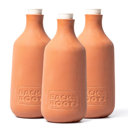 Back to the Roots Self-Watering Terracotta Olla Pot (Pack of 3), 700mL Provides 1 Week of Precision Watering