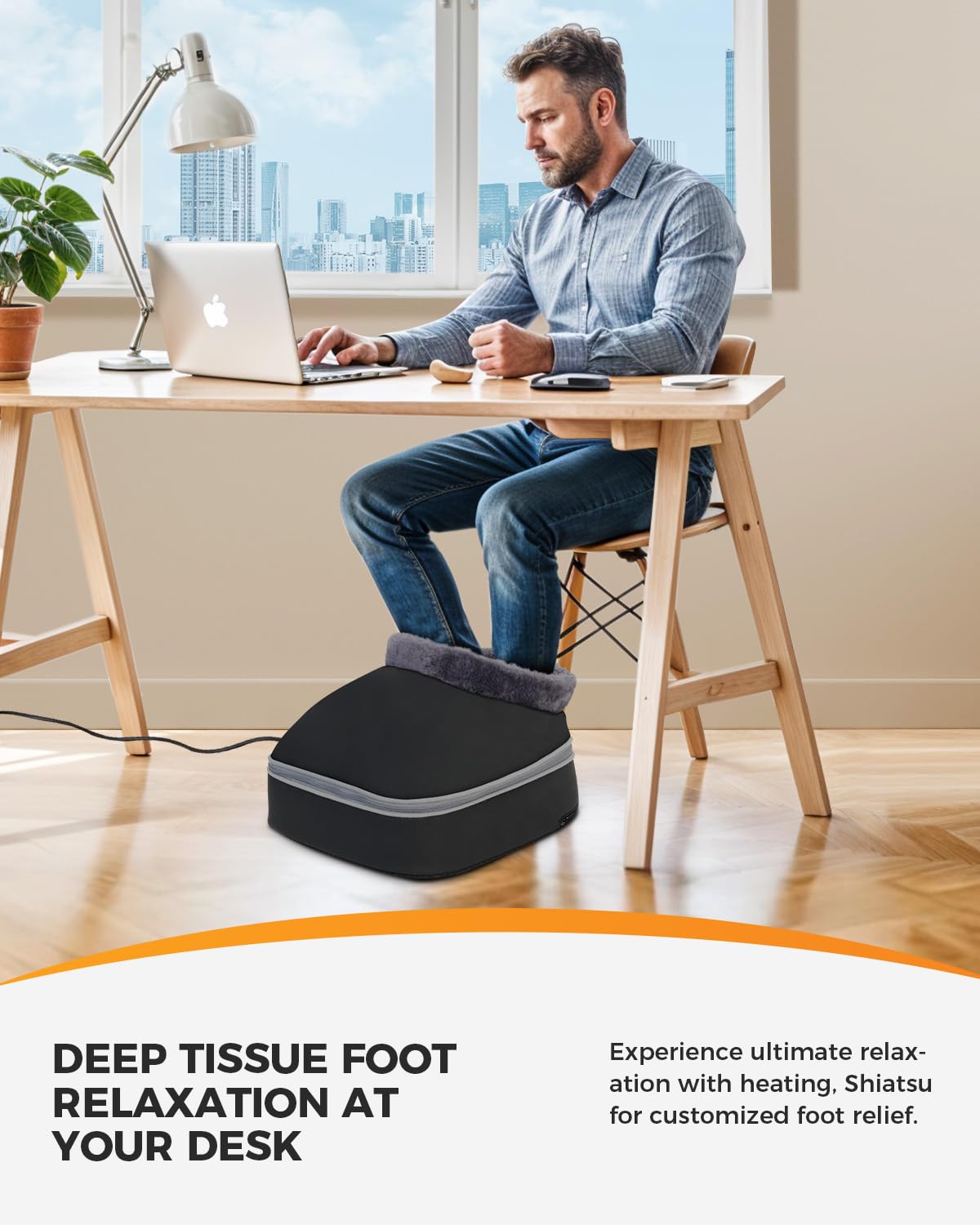 CooCoCo Shiatsu Foot Massager with Heat, 2-in-1 Feet and Back Massage, Kneading Foot Warmer, Relaxing Gifts for Women Men