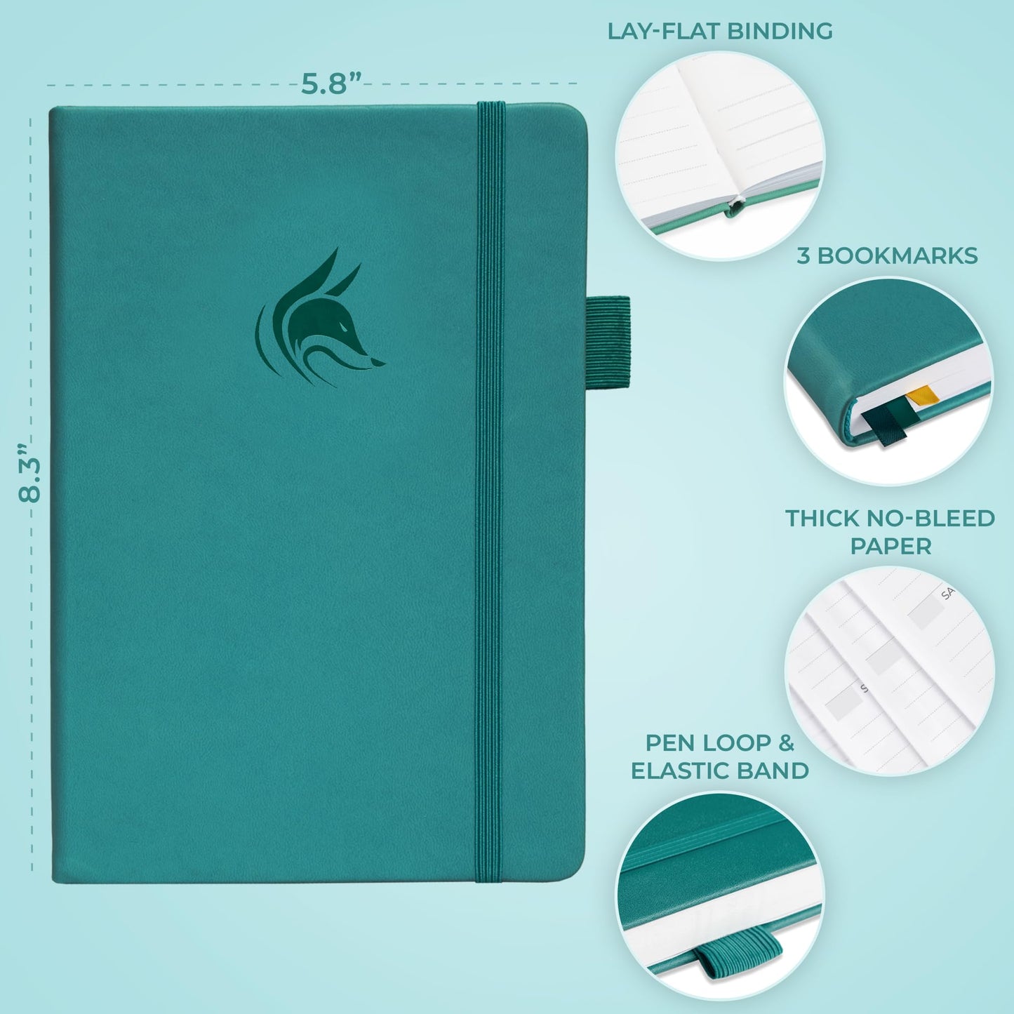 Clever Fox Planner Schedule – Weekly & Monthly Life Planner with Time Slots, Appointment book, and Daily Organizer to Increase Productivity, Undated, A5 (5.8″x8.3″) Hardcover, Lasts 1 Year, Turquoise