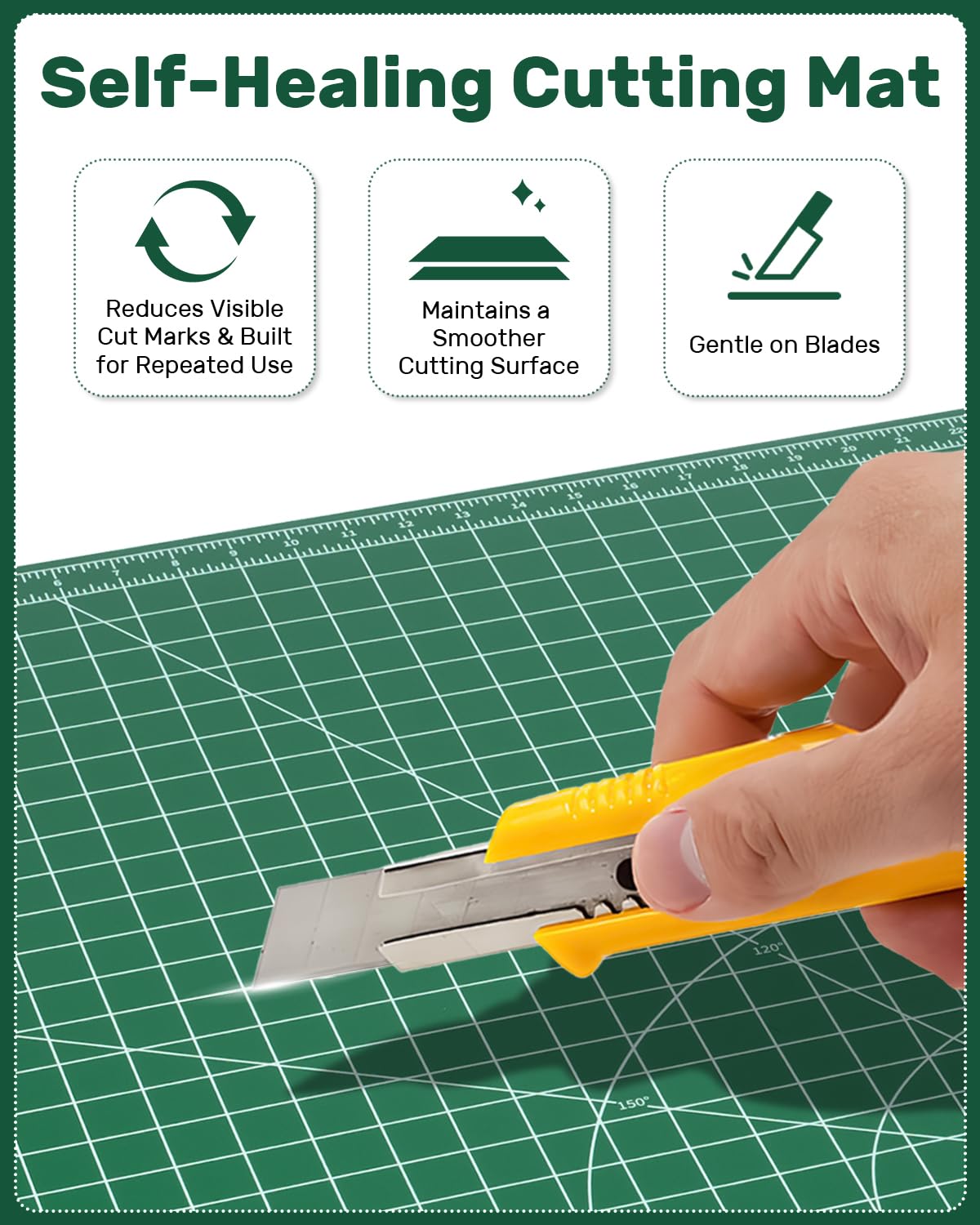 Tujurich Self Healing Cutting Mat, 35" x 23", Double-Sided Rotary Cutting Mat for Sewing, Quilting, Scrapbooking, Fabric & Craft Cutting Board, 90 x 60 cm (A1)