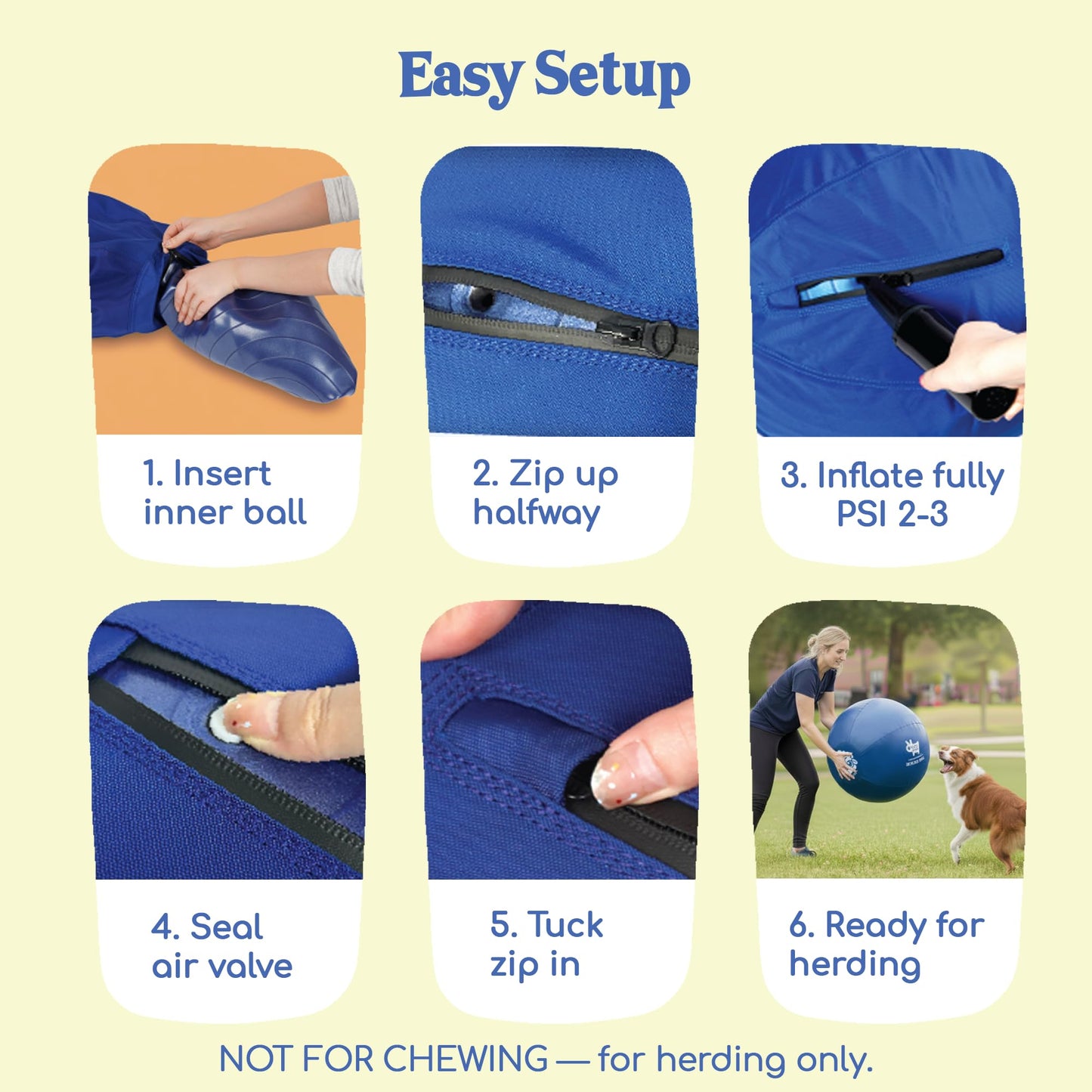 Race&Herd Herding Ball for Dogs (25" M Set) for Australian Shepherd, Cattle Dogs, Collie & Herding Dog, Dual Layered Dog Ball, Horse Ball - Free IACP Training Book