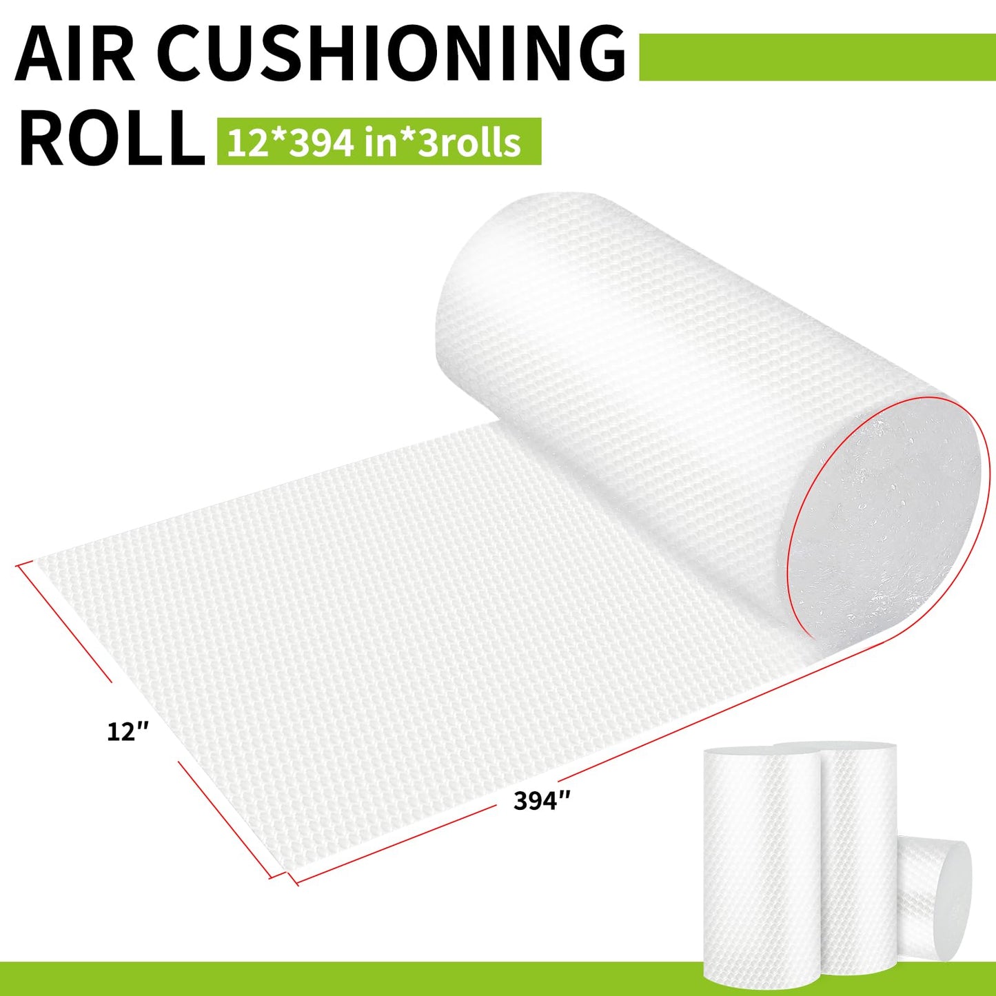 High-PQ Lightweight Bubble Cushioning Wrap Roll, Nylon Bubble Cushioning Rolls, Fragile Packing Supplies for Shipping, Mailing and Moving Packing Supplies(3Roll 12"X1182'')