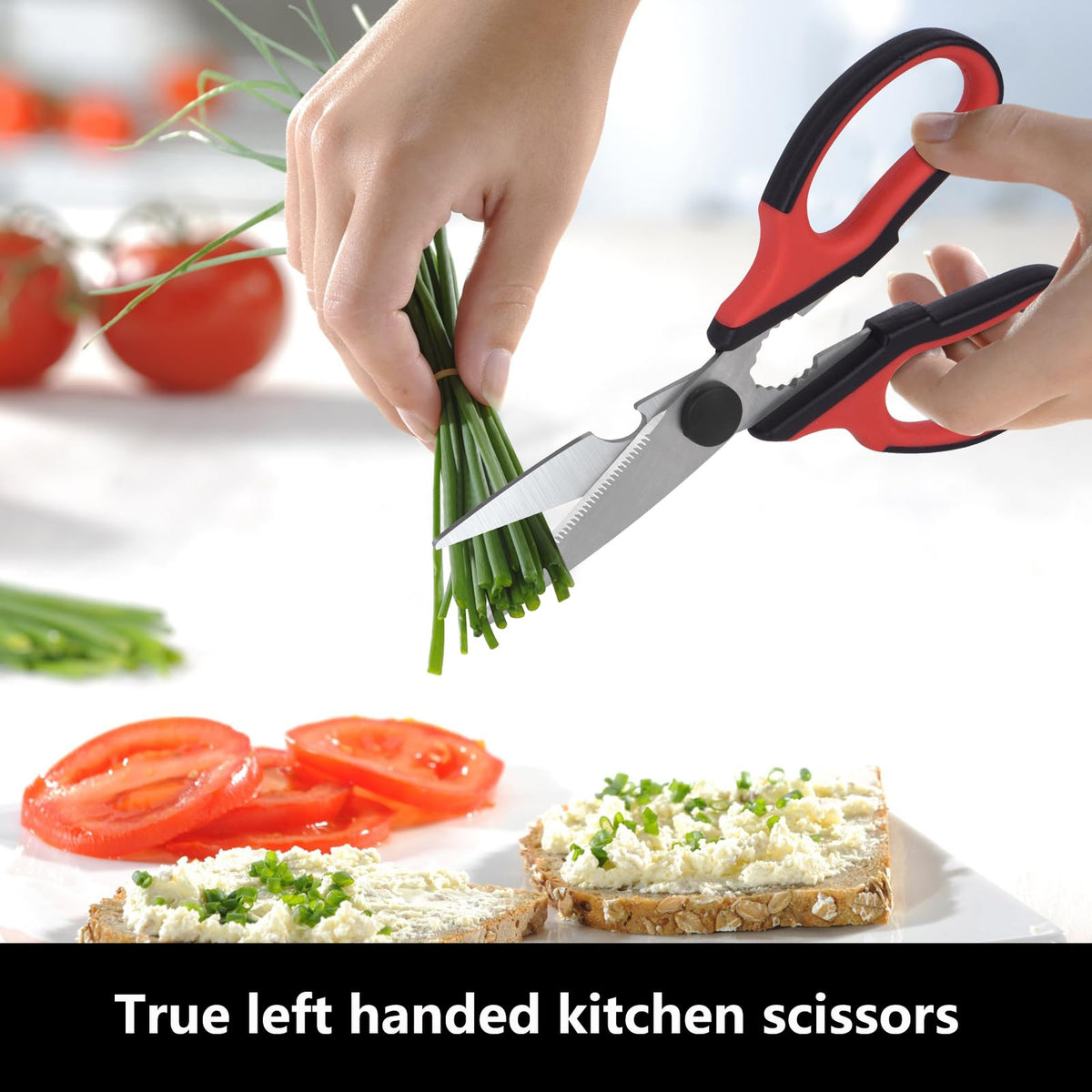 Left Handed Scissors, Kitchen Poultry Shears and Can Opener, Peeler Set, Lefty Tools Utensils for Left Hand People/Adults (4 in 1)
