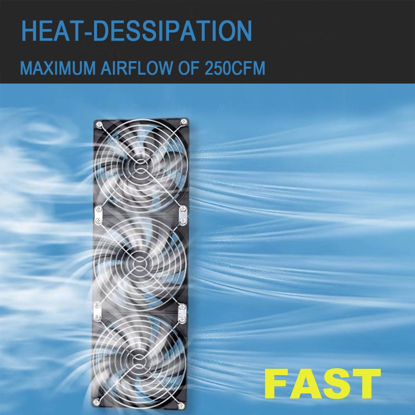 LUCKTE Upgrade Axial Fan 3 Big Airflow120mm Fans DC 12V Powered Fan with AC 110V - 240V Speed Control, Cabinet Chassis Cooling Fan, Server Workstation Cooling Fan (3-Fans)