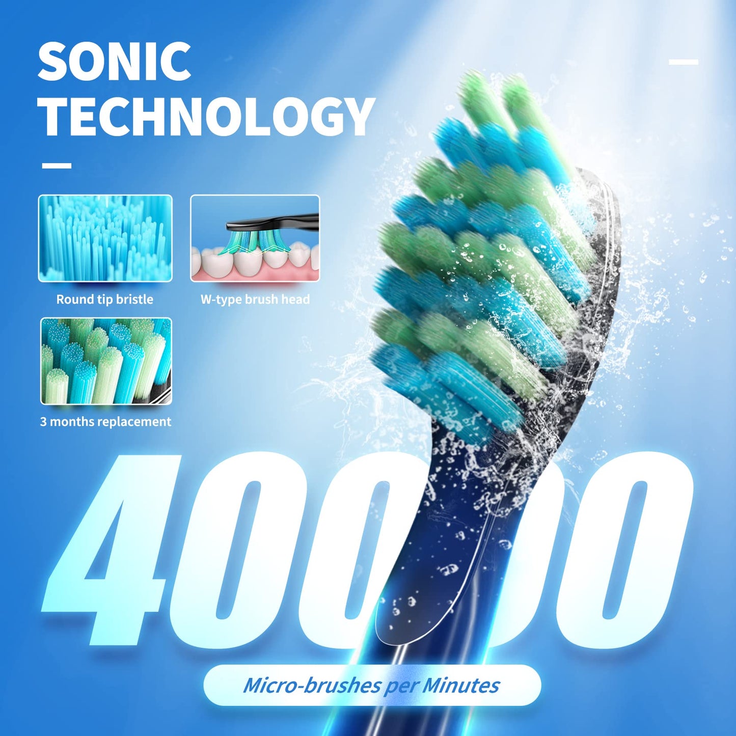 2 Pack Sonic Toothbrush, Electric Toothbrush Adults with 40000VPM 5 Modes 12 Brush Heads 2 Travel Cases, Sonic Toothbrush 4 Hours Charge Minimum 30 Days -Black&Pink