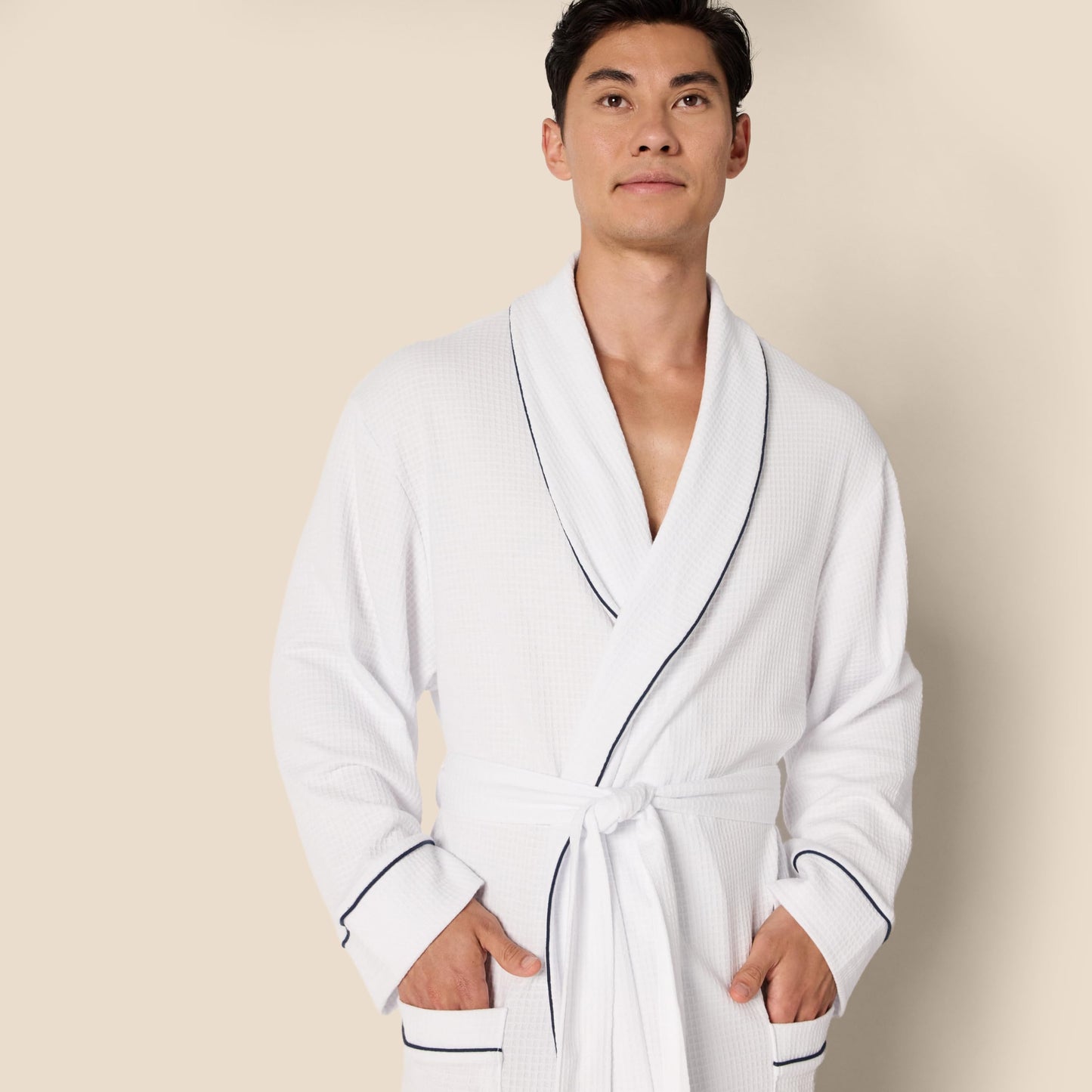 Amazon Essentials Men's Waffle Shawl Robe, -White, XL/XXL