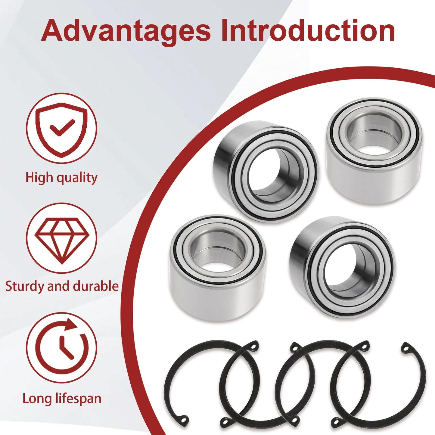 BAYUIHON 1402-027 1402-809 Front & Rear Heavy Duty Wheel Bearing for Arctic Cat 250 300 350 366 400 450 500 550 650 700 100 Thundercat Prowler 500 550 650 700 100 Wildcat 1000 4 4X X Sport Trail