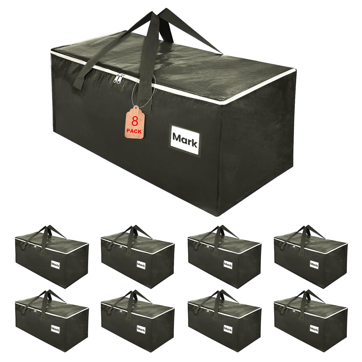 ZFWDSY Moving Bags Totes,8 Pack 93 Liters Clothes Storage Bins Large Moving Boxes with Handles for College Dorm or Christmas Decorations