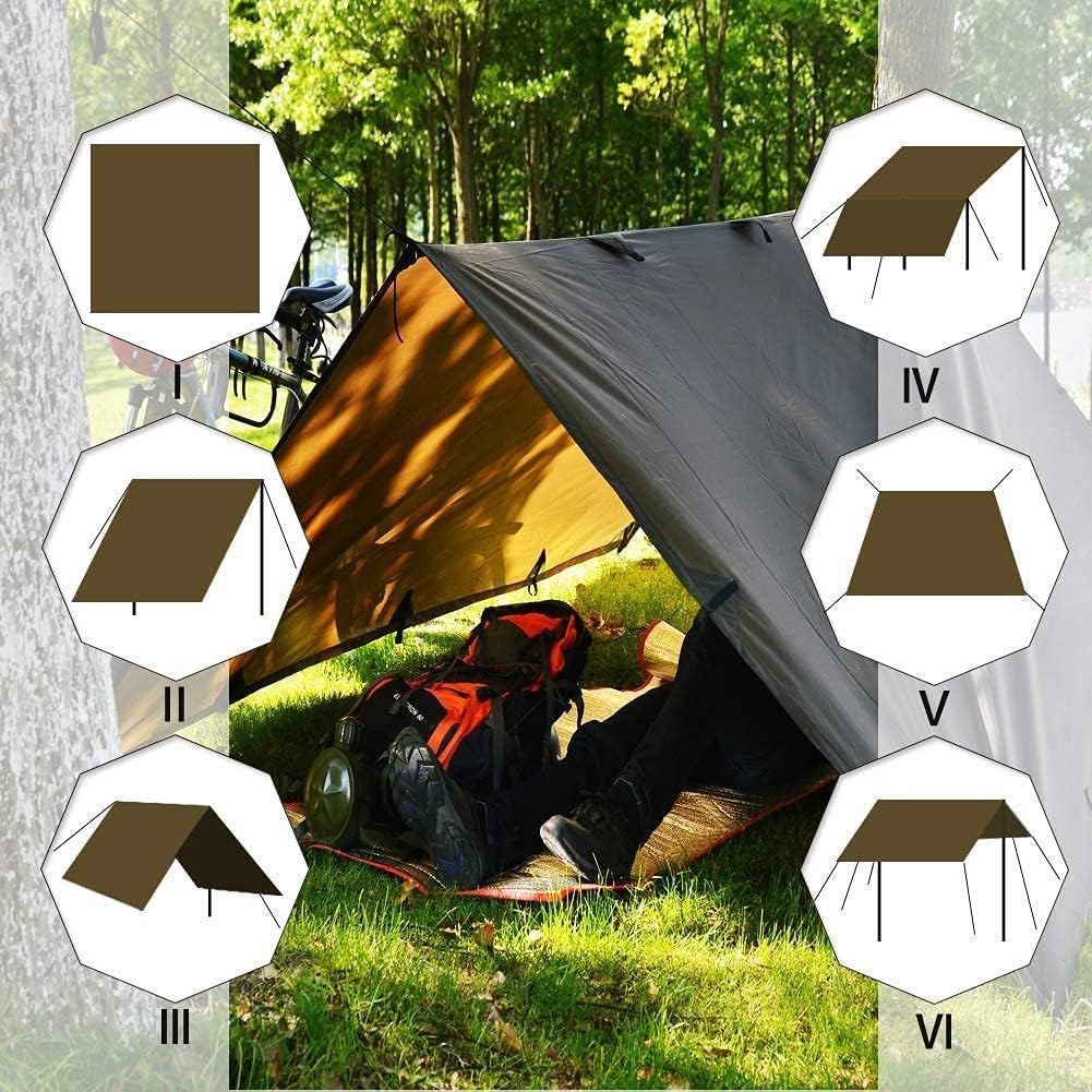 KALINCO 10X13FT Tent Tarp, Picnic Mat Camping Tarp Tent Hammock Tarp, pu Waterproof Camping tarp Tent Rain Fly Picnic Mat Survival Shelter Sunshade