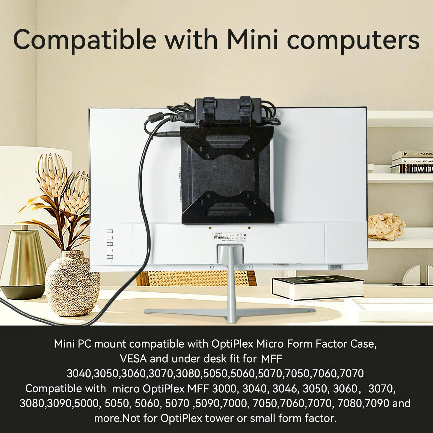 Fbyuitap Mini PC Mount Compatible with DELL OptiPlex Micro Form Factor Case,VESA and Under Desk fit for MFF 3040,3050,3060,3070,3080,5050,5060,5070,7050,7060,7070