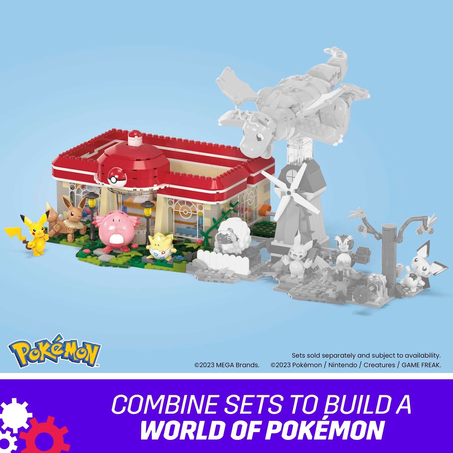 MEGA Pokemon Building Toys Set Forest Pokemon Center with 648 Pieces, 4 Poseable Characters, for Kids