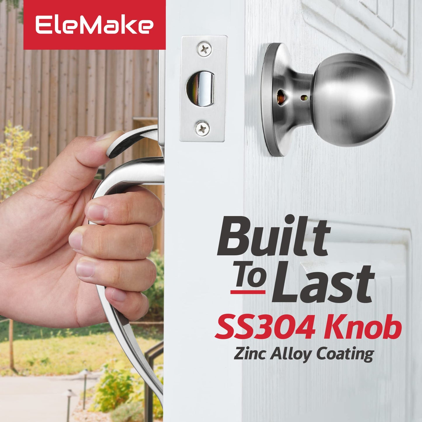 Bravex Front Entry Handleset Half with Knob, Satin Nickel, Interior and Exterior Entrance Passage Lock, Round Non-Locking Door Handles