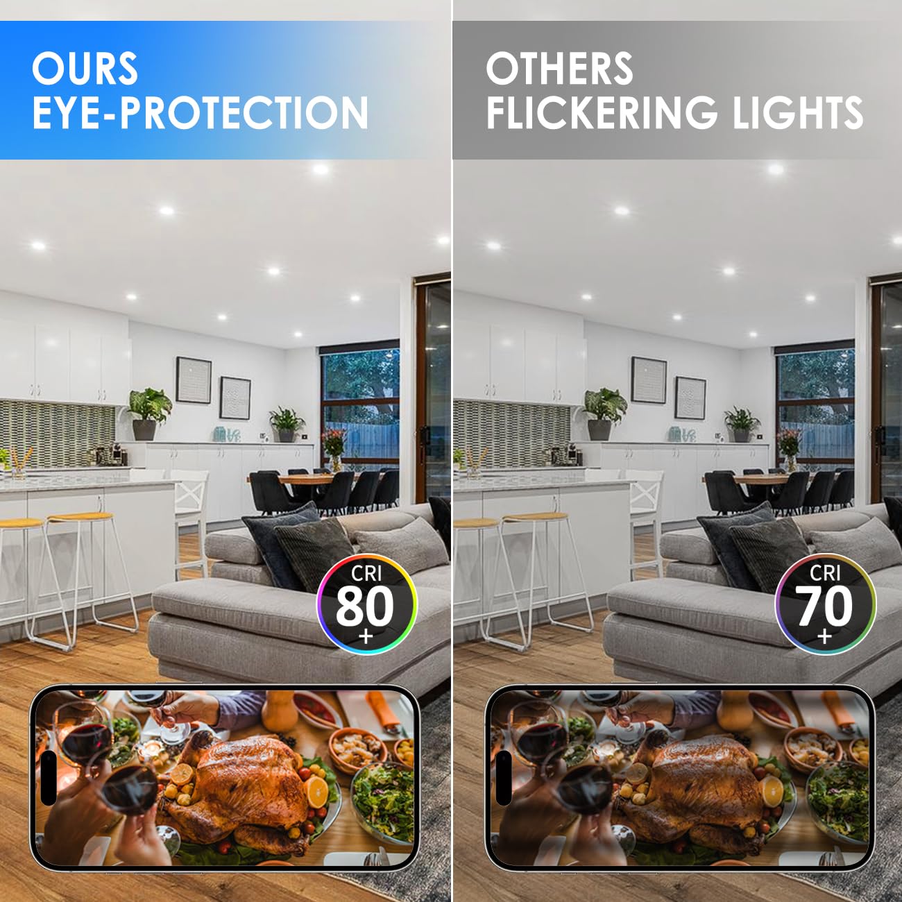 ANWIO 6 Inch 5CCT LED Recessed Lighting, 10W 1000LM Dimmable IC Rated Retrofit LED Pot Lights 2700K/3000K/4000K/5000K/6000K Color Changeable 8 Pack