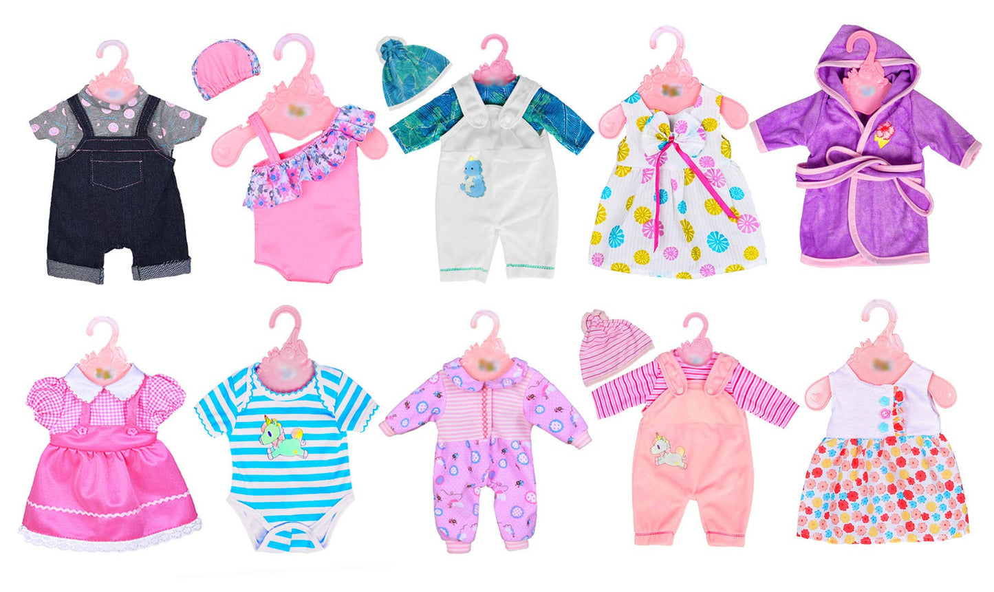 10 Sets Baby Doll Clothes Doll Outfits and Accessories Fit for 43 cm New Born Baby Dolls 14-16-17 Inch Baby Dolls 15 inch Dolls
