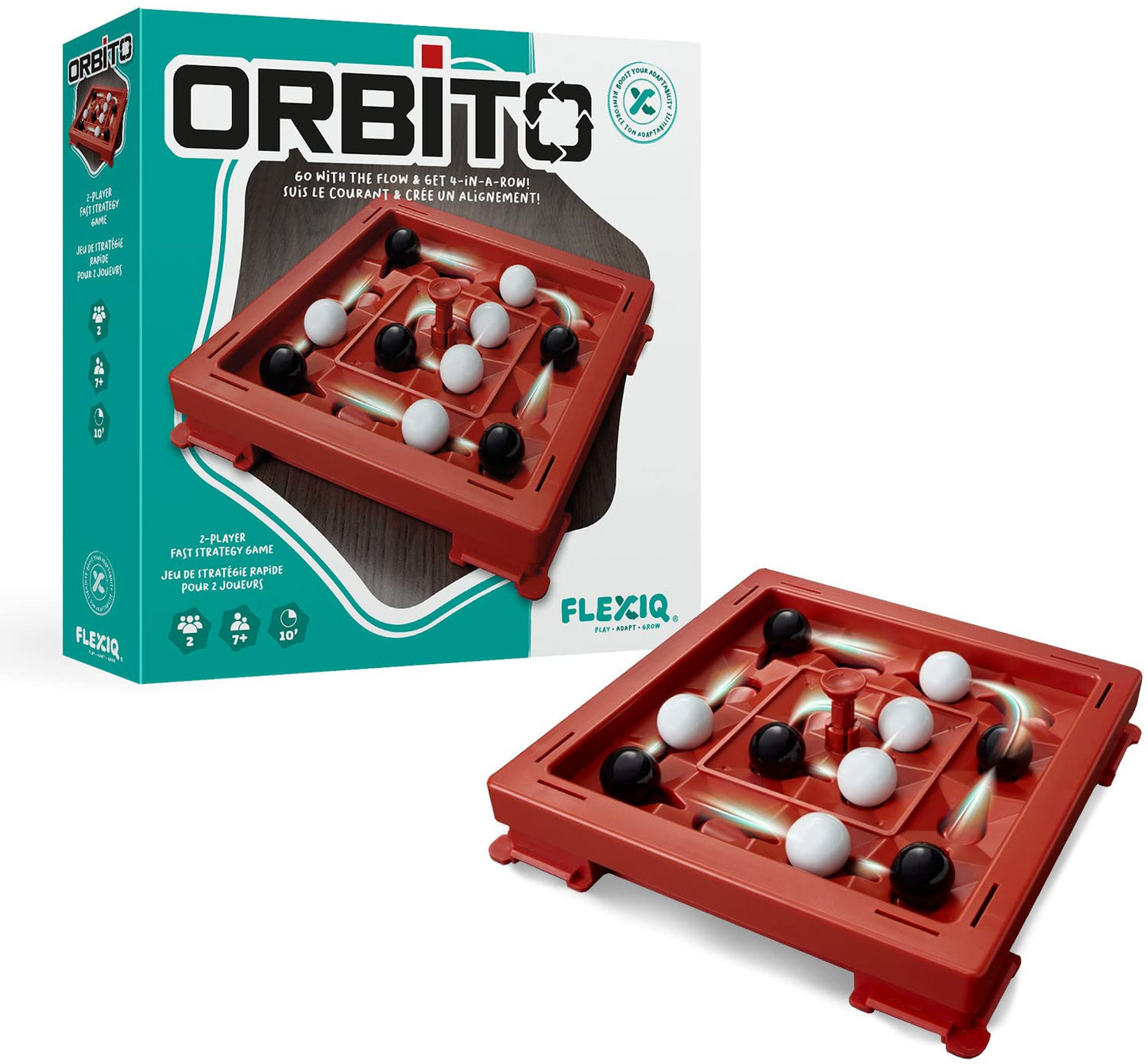 FLEXIQ - Orbito - 2-Player Fast Strategy Game - Forward Thinking and Strategic Switching - Bilingual Friends and Family Game - Age 7 Years+ - FXG502CA