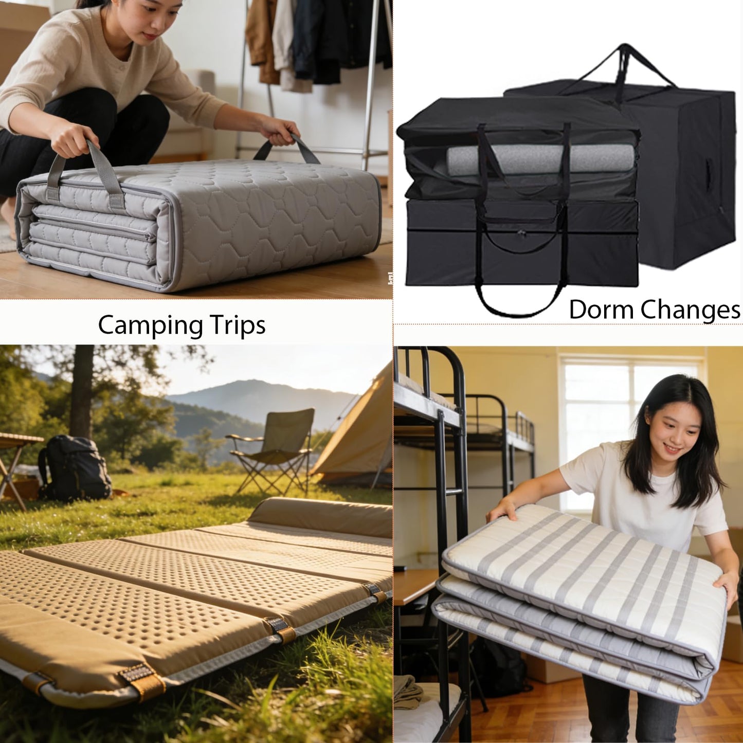 Joymo Folding Mattress Storage Bag for 6" Twin & Twin XL, Waterproof Foldable Mattress Cover for Memory Foam Guest Bed, Dustproof Heavy Duty Tri-Fold Floor Mattress Carrying Case (28"x40"x18")