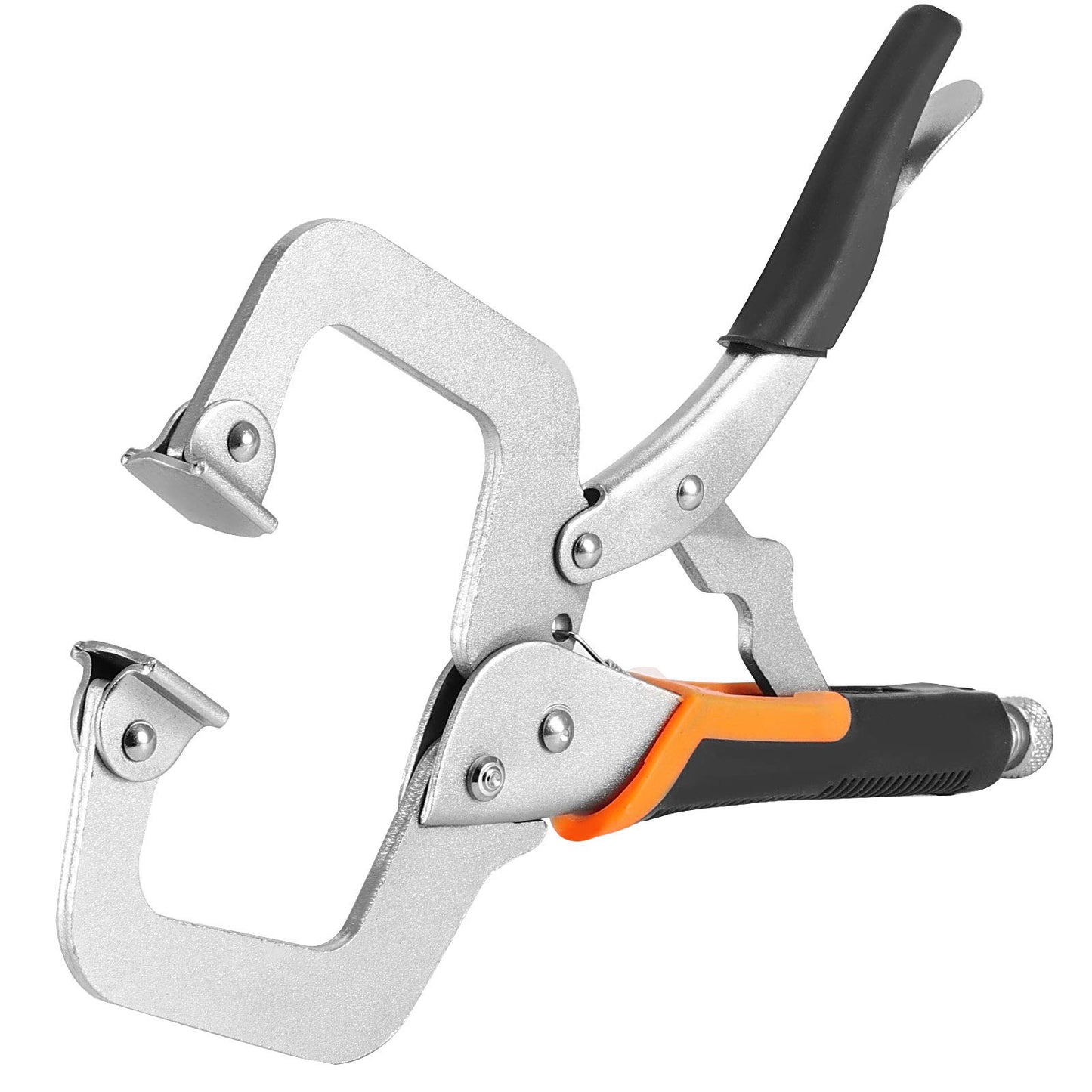 ZOENHOU 4 Pack 6" 9" 11" 14" Face Clamp C-Clamp Locking Pliers, Adjustable Vise Grip Clamps with Swivel Pad and Rubber Handle, Pocket Hole Clamp for Woodworking, Welding, Aligning