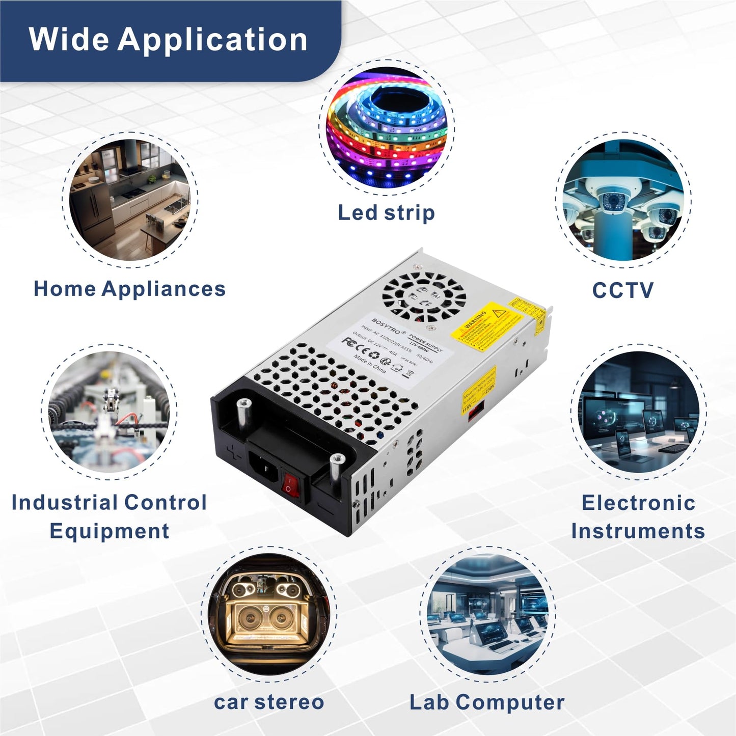 BOSYTRO 12V DC Power Supply 600W 50A SMPS 110v to 12v Converter Transformer AC to DC Converter for 3D Printer, Led Strip, Motor Pump, CCTV, Electronic Instruments, Lab Computer