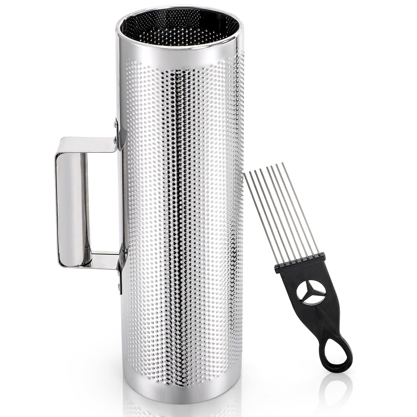Foraineam Stainless Steel Guiro with Scraper, 12" x 4" Professional Latin Hand Percussion Instrument, Band Accompaniment Musical Training Tool Metal Guiro Shaker Instrument
