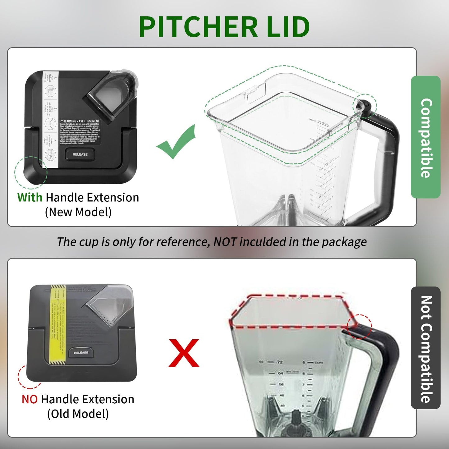 Blender Lid Replacement for Ninja Blender 72 oz Pitcher, Locking Lid Compatible with Ninja Blender BN701C BN750C BN751C BN801C DB751A BL610 CT610 (NEW Model)