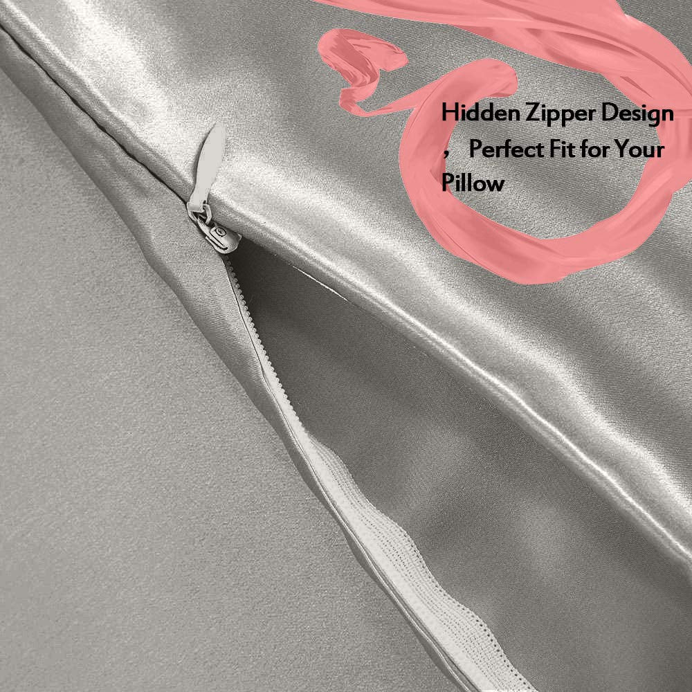 100% Mulberry Silk Pillowcase Pure,21 Momme Both Side Real Silk Pillowcases Hidden Zippered Slip Silk Pillowcase Hypoallergenic Soft Breathable for Hair, Skin and Good Sleep（Grey, Queen: 20"x30"）