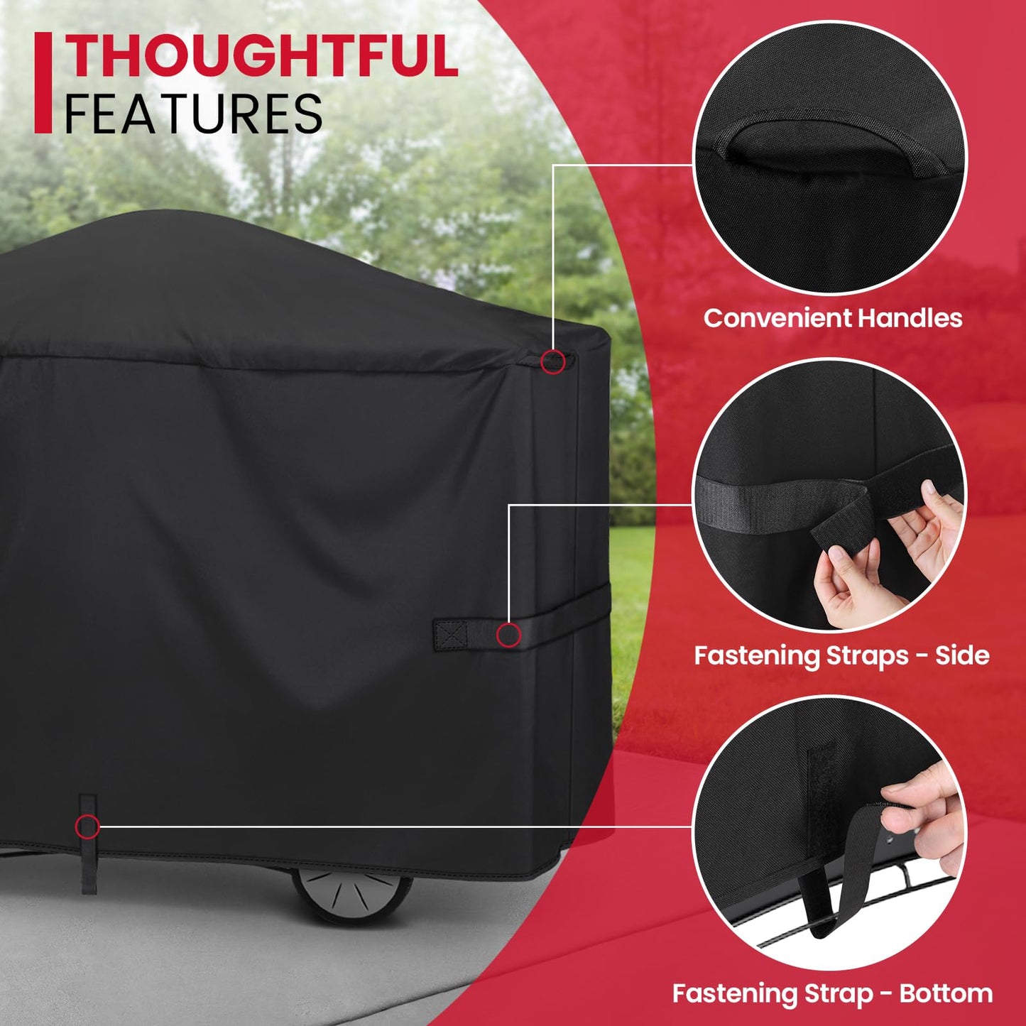 Unicook Grill Cover Compatible with Weber Q2000 Q300 Q3000 Q3200 Series with Cart, Compared to Weber 7112, Heavy Duty Waterproof Full Length BBQ Grill Cover 57 Inch, All Weather Protection, Black