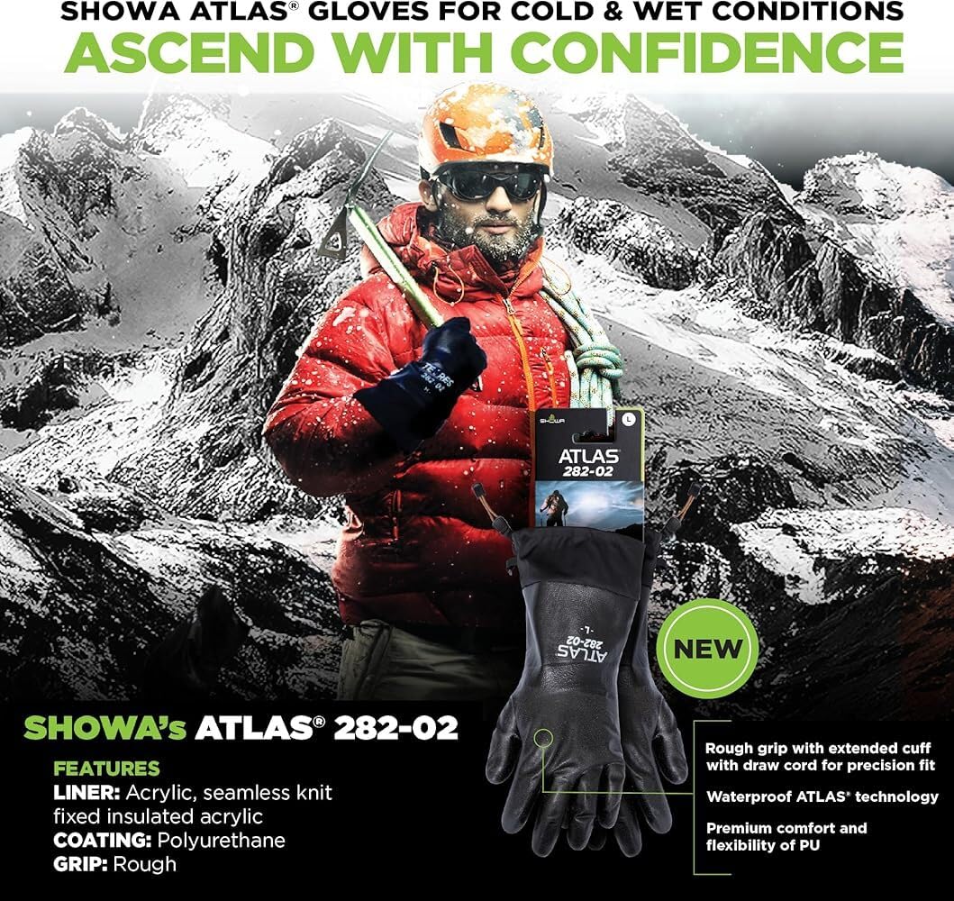 SHOWA 282-02 Waterproof Breathable Insulated Winter Snow Sports Glove with Extended Cuff, Medium (1 Pair)