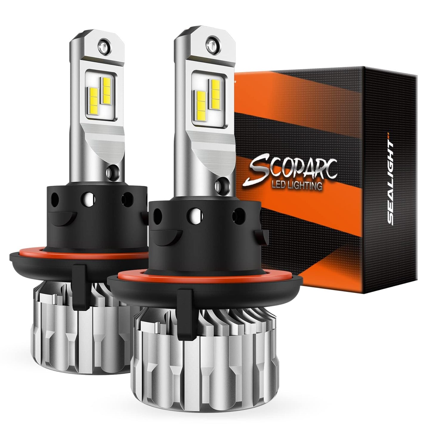SEALIGHT H13/9008 LED Headlight Bulbs, 38000LM 800% Brighter High Beam/Low Beam Super Bright LED Headlights Conversion Kit, 6500K Cool White Plug and Play Halogen Replacement, Pack of 2
