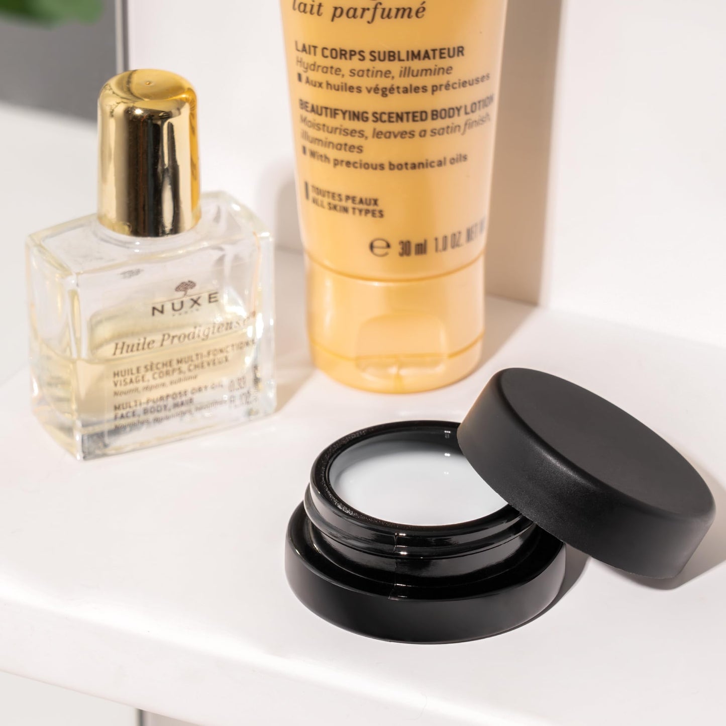 (90 Pack) 7ml Low Profile Thick Black Glass Containers with Black Lids - Jars for Oil, Lip Balm, Wax, Cosmetics