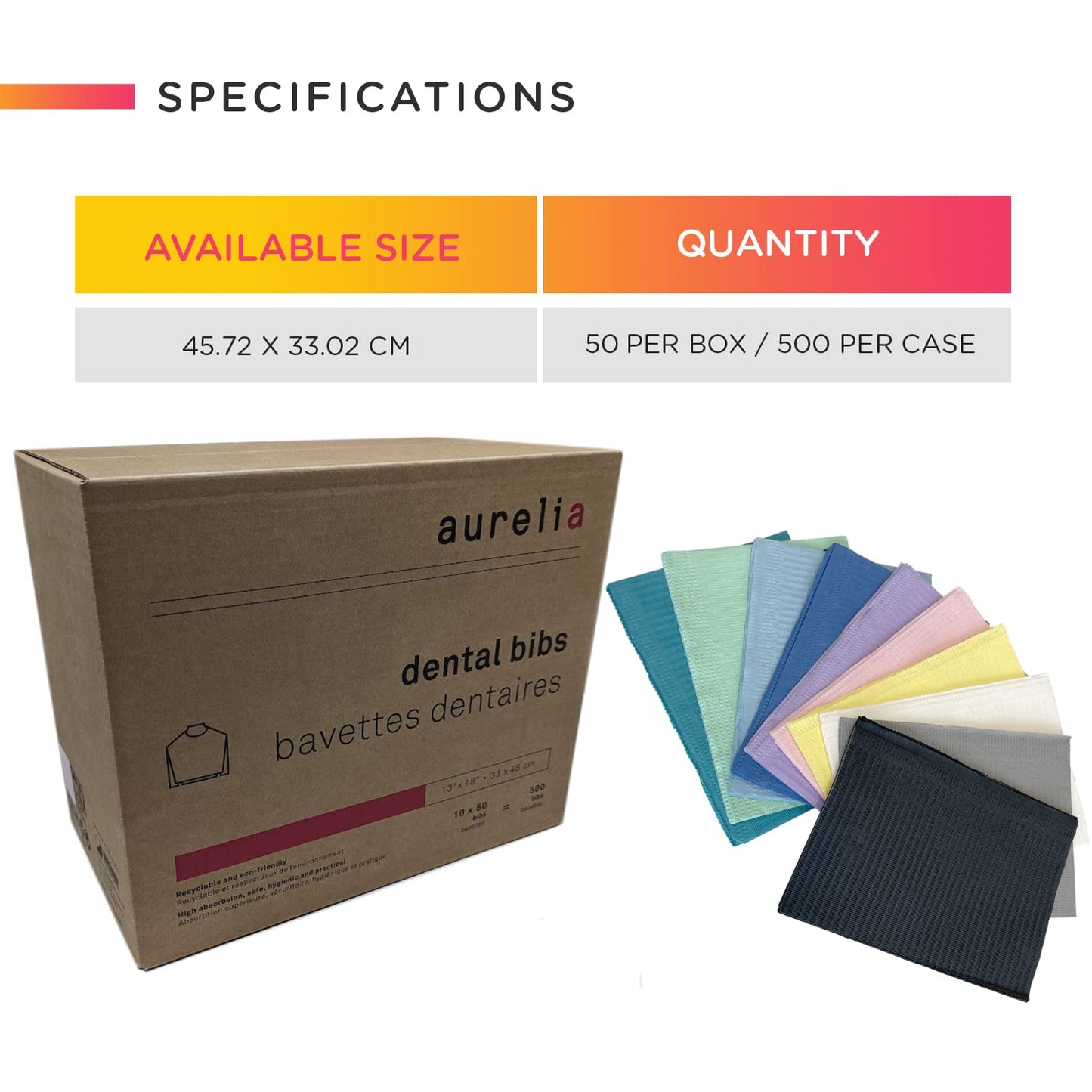 [500 Pack] Aurelia Extra Absorbent Disposable Dental Bibs Without Glue - Patient Bib for Dental & Medical Offices, Make Up Artists and Nail Salons (500 Bibs, Green)