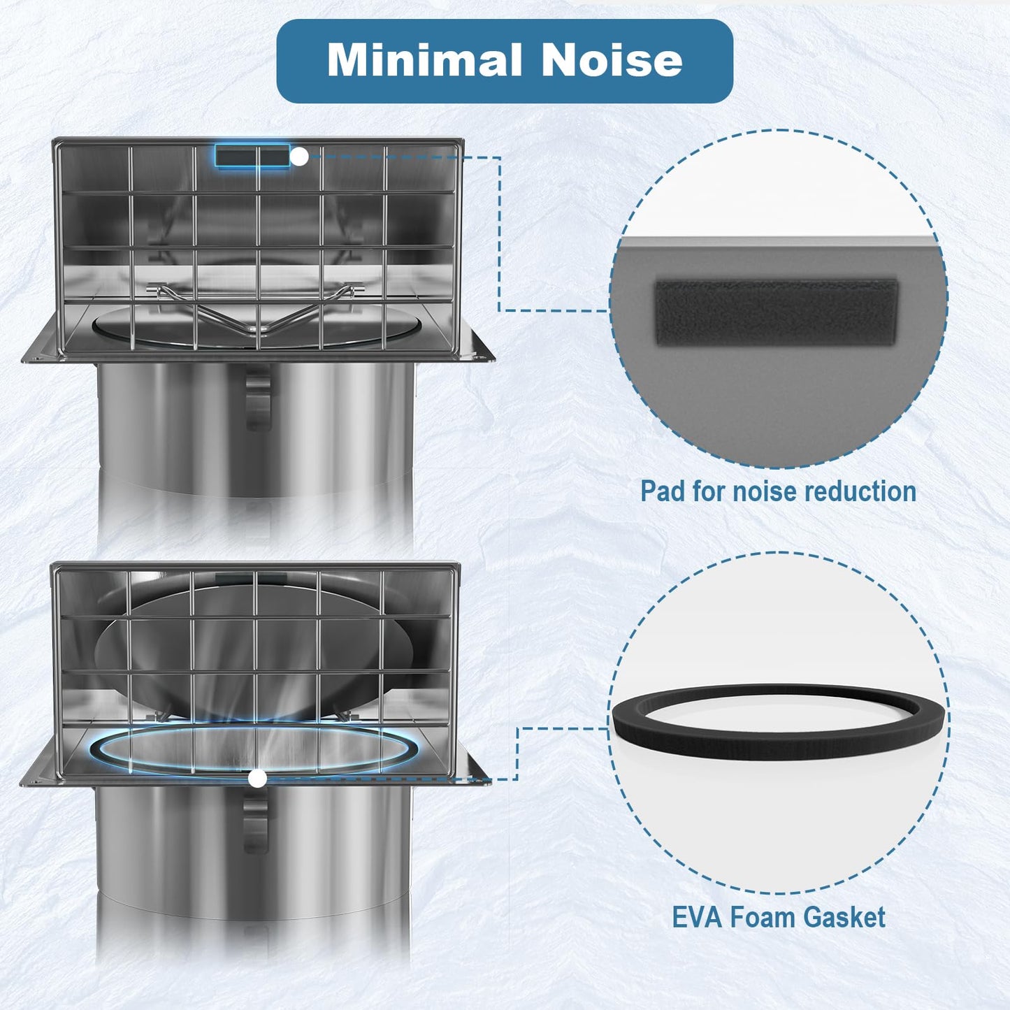 Hon&Guan Dryer Vent Cover Outside 4 Inch with Removable Mesh -304 Stainless Steel Wall Vent Exhaust Vent Cover Rubber Cushioned Non Return Flap