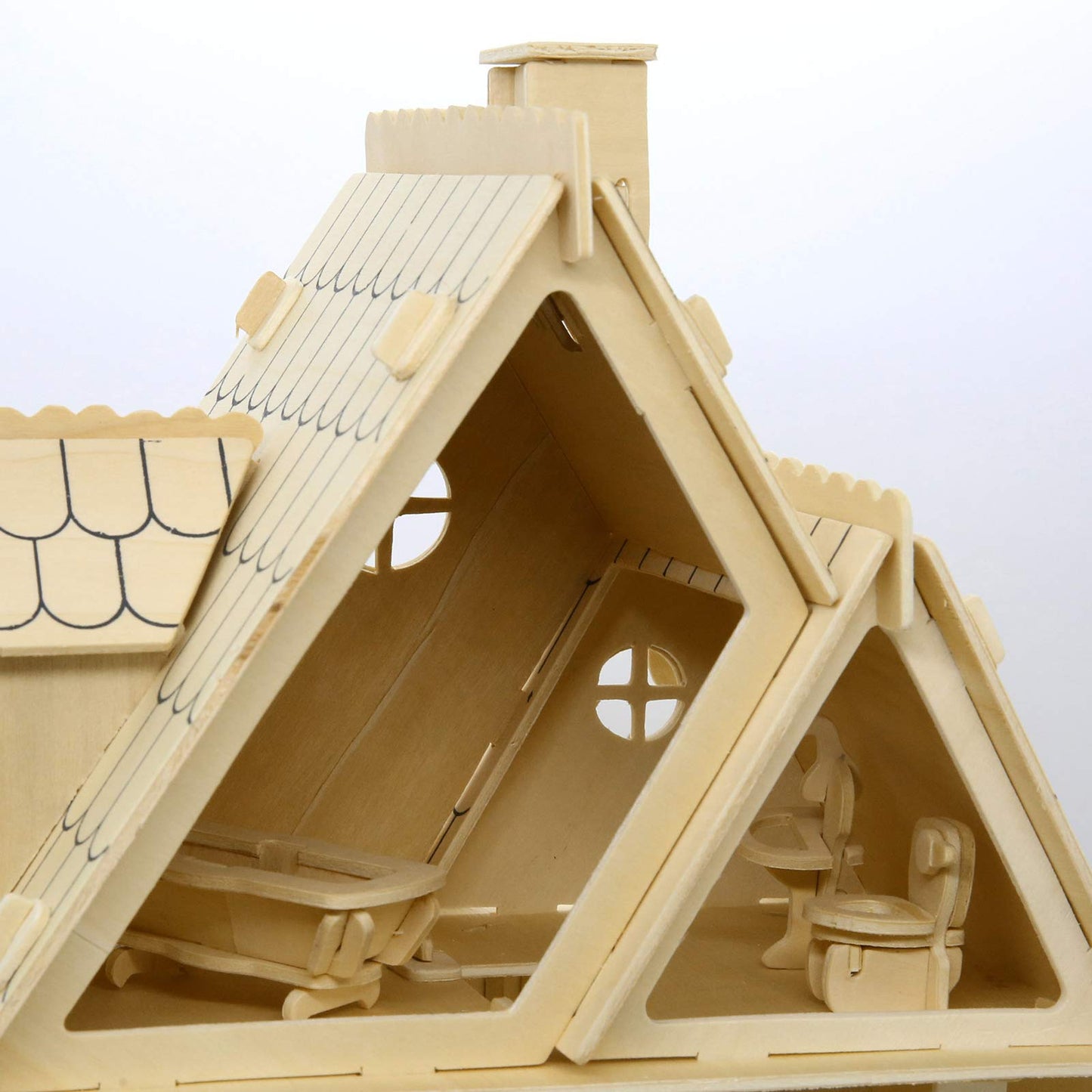 CUTEROOM 3D Wooden Puzzle House, Gothic House 3D Stereo Wooden Puzzles DIY Dollhouse Miniature Kit for Adults - Wooden Model Kit with Furniture -Adult Interactive Puzzle Toy Set