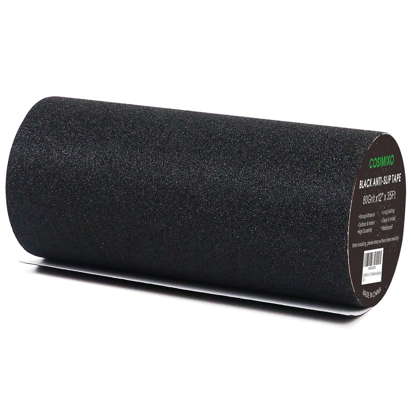 COSIMIXO 12" x 35Ft Black Heavy Duty Anti Slip Tape for Stairs Outdoor, Waterproof Grip Tape Safety Non Skid Roll for Stair Steps Traction Tread Staircases Non Slip Strip