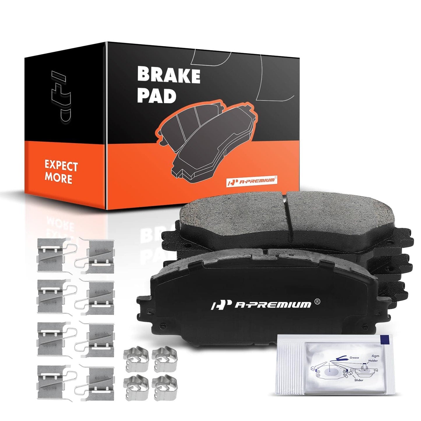 A-Premium Front Ceramic Disc Brake Pads Set Compatible with Select Toyota, Lexus, Scion and Pontiac Models - Corolla, Matrix, Prius V, RAV4, HS250h, xD, xB, Vibe, with Hardware, 4 Pcs